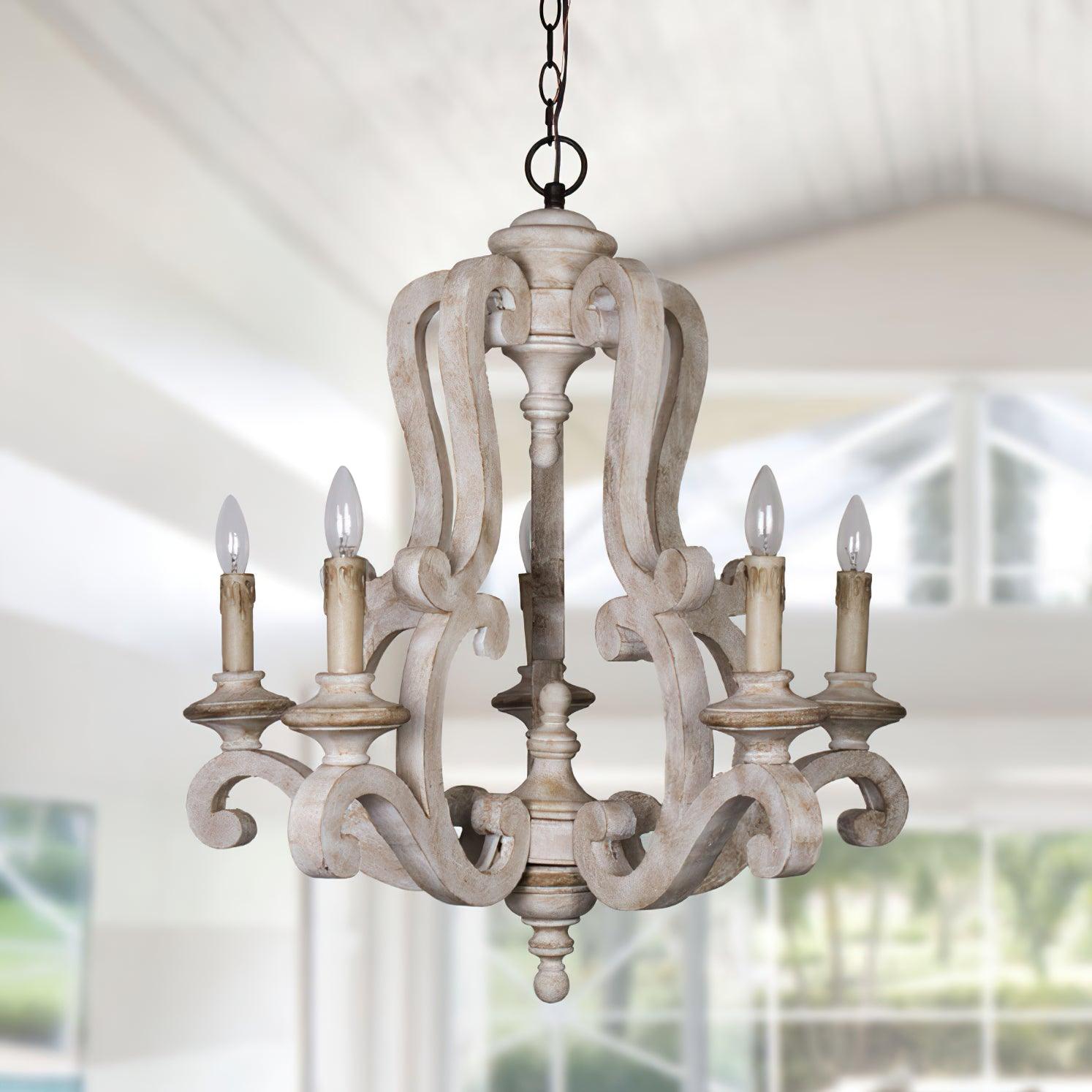 Lustra Kronleuchter Holz Kerzen Mid-Century-Letslighting