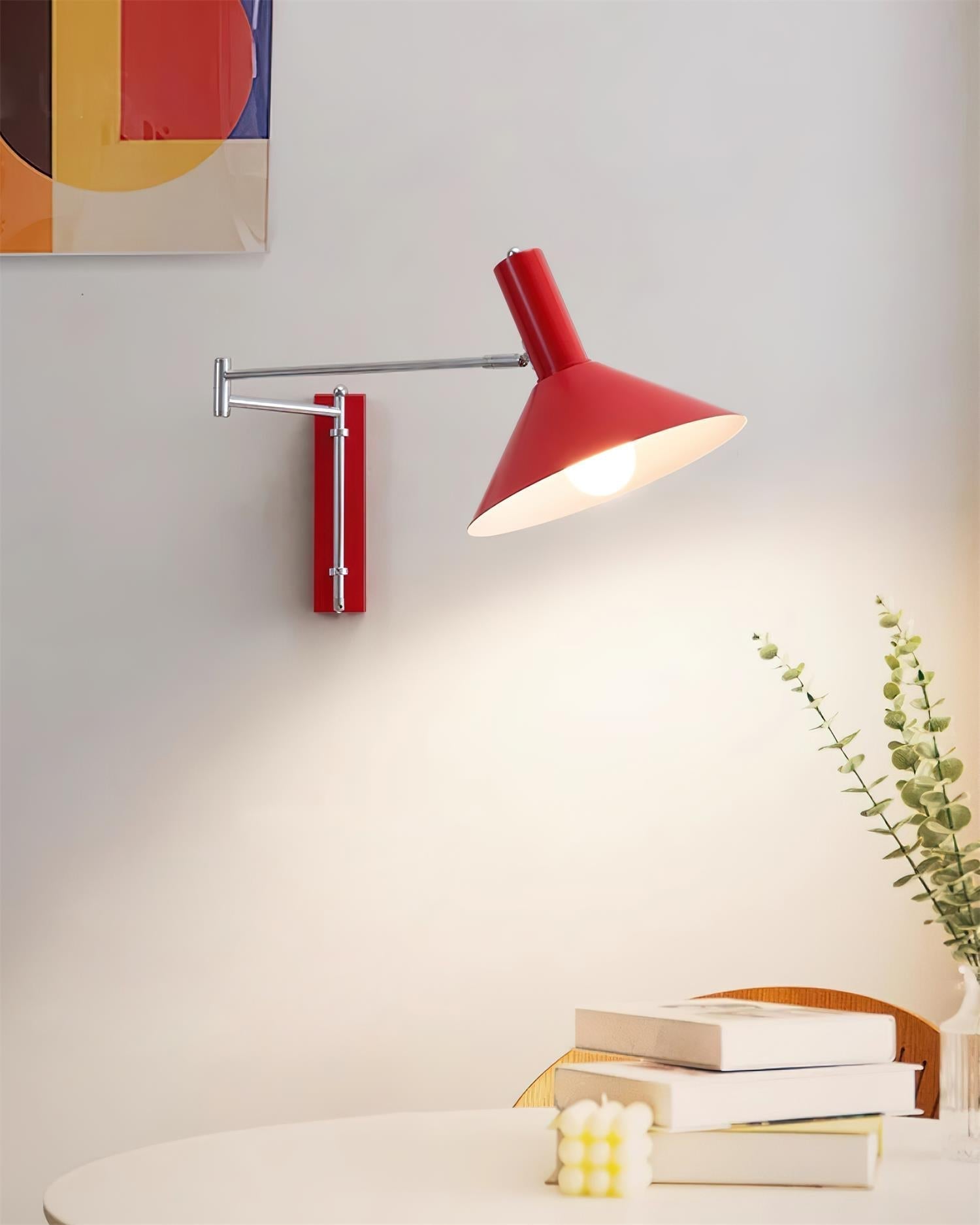 Wandleuchte Modern Verstellbar Metall Arm Rot Schirm Leselicht-Letslighting