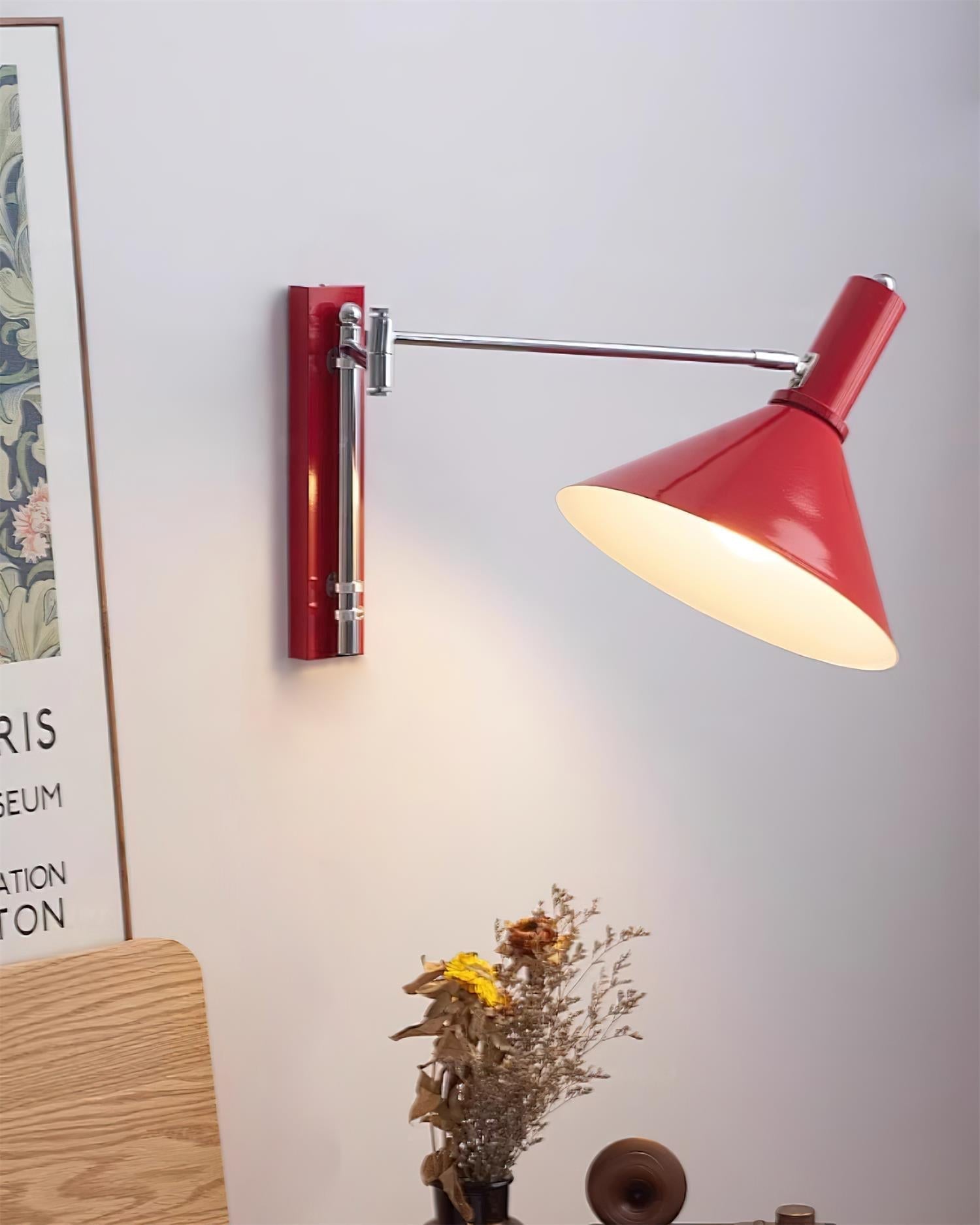 Wandleuchte Modern Verstellbar Metall Arm Rot Schirm Leselicht-Letslighting