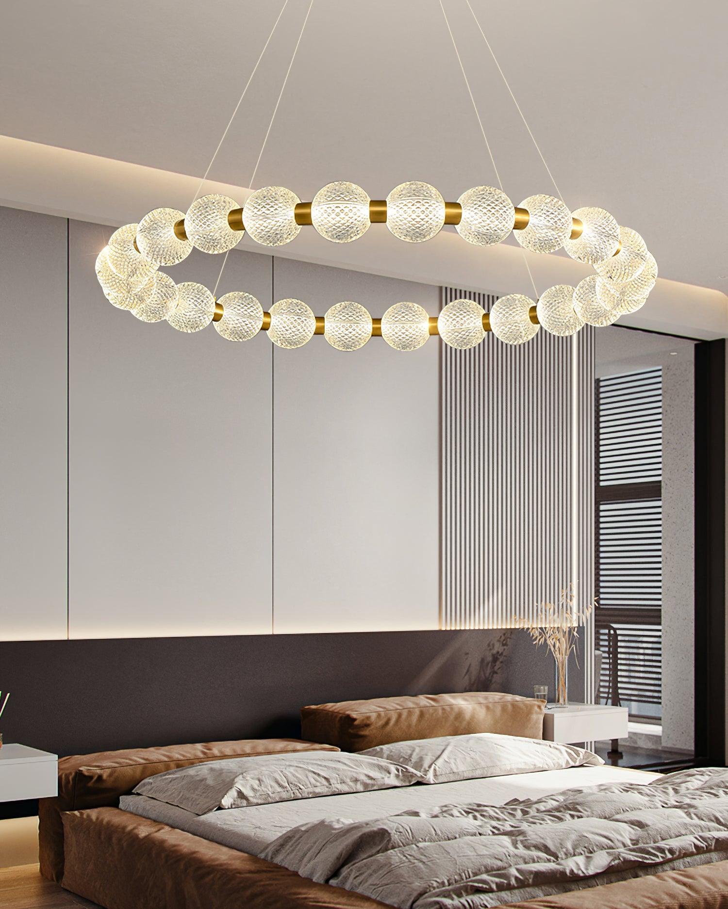 Lustra Kronleuchter Perle Gold Ring Elegant-Letslighting