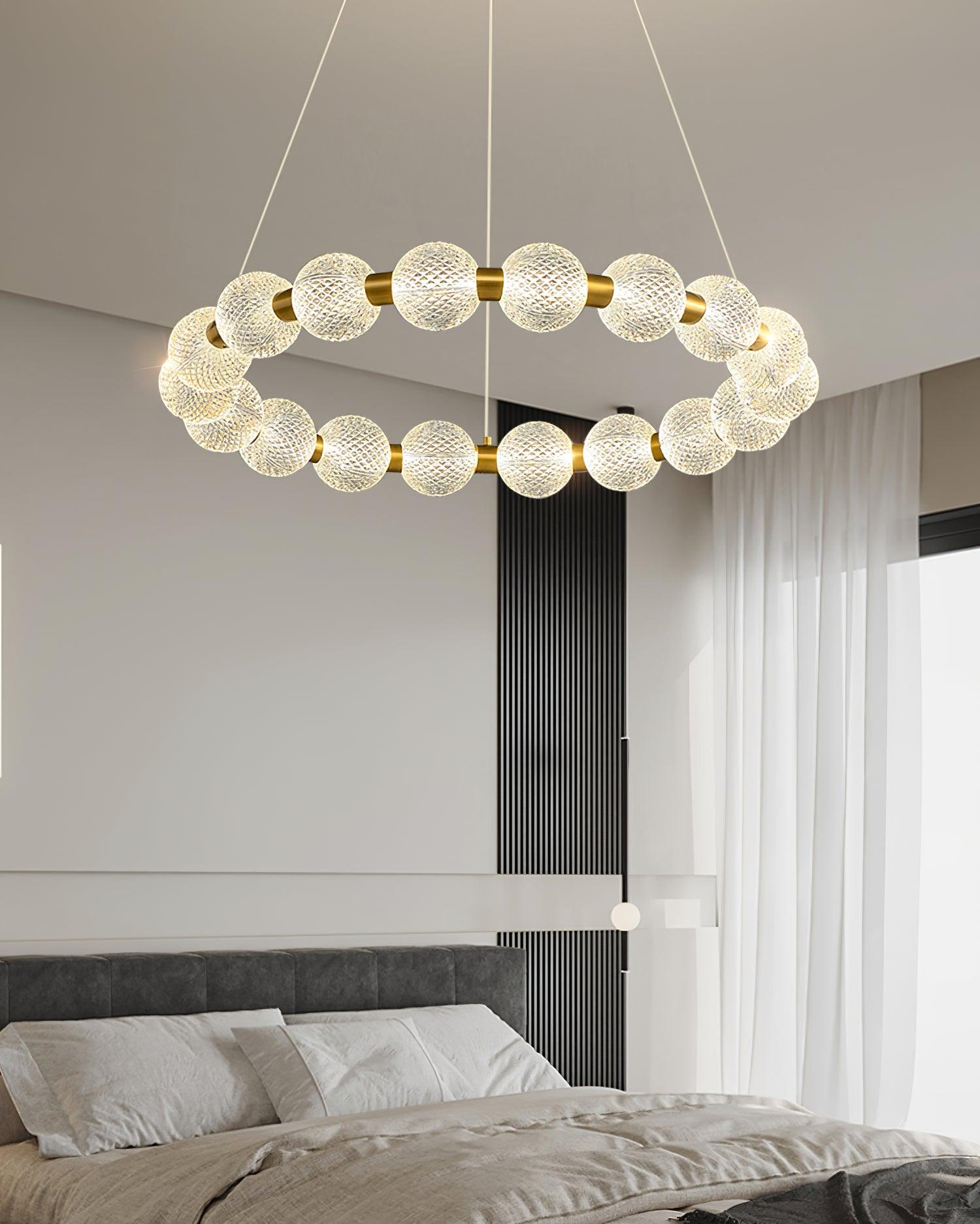 Lustra Kronleuchter Perle Gold Ring Elegant-Letslighting