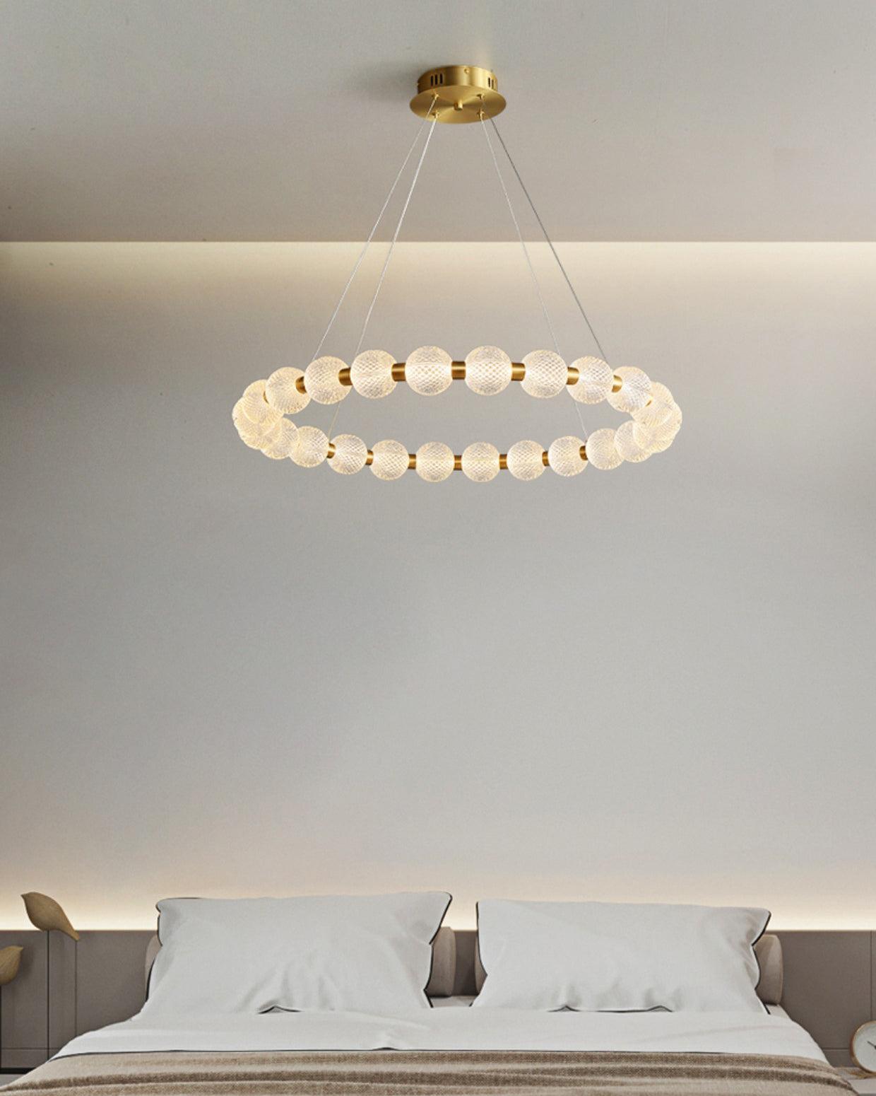 Lustra Kronleuchter Perle Gold Ring Elegant-Letslighting