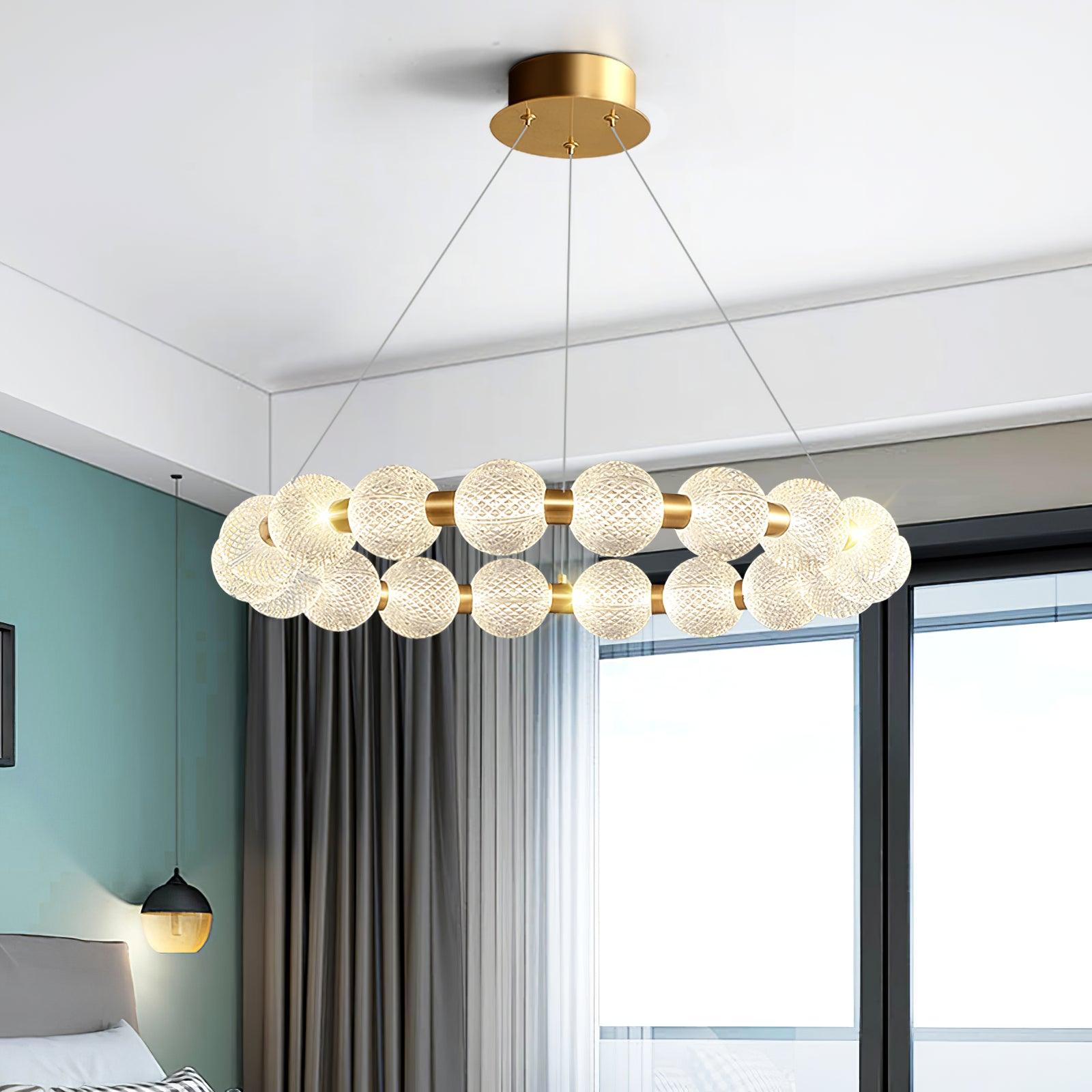 Lustra Kronleuchter Perle Gold Ring Elegant-Letslighting