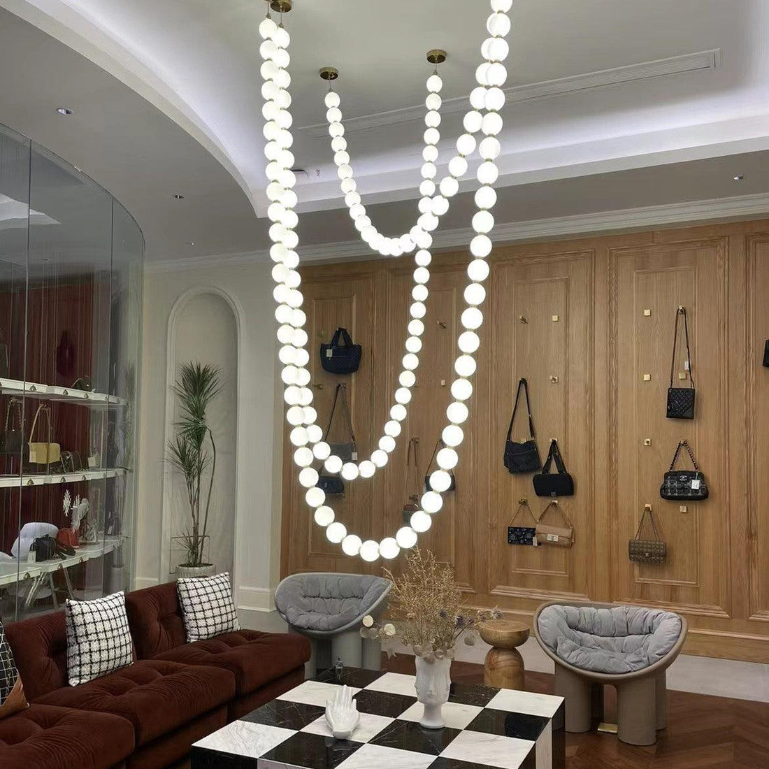 Icarara Glas Modern Perlenkette Kronleuchter-Letslighting