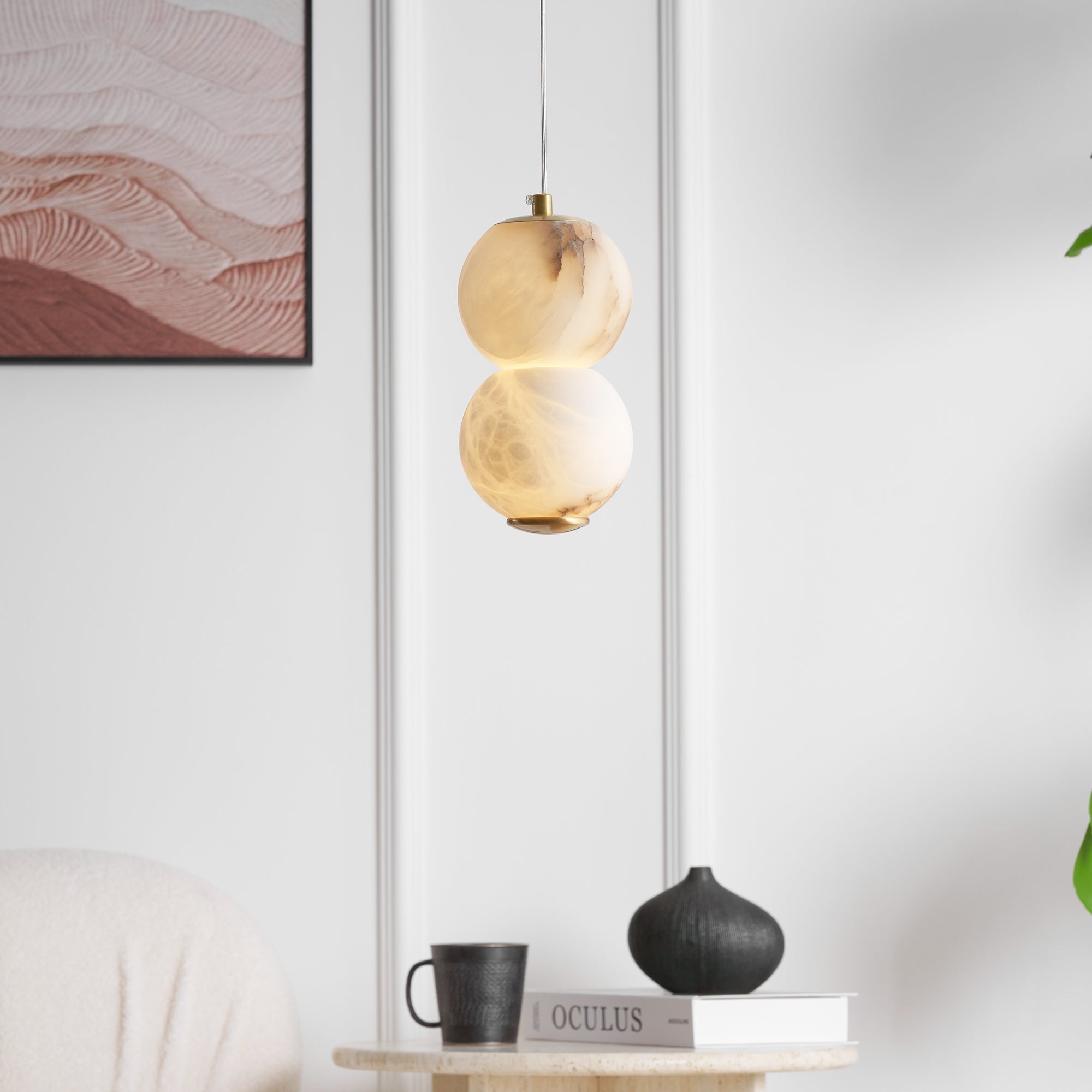 Elore Modern Minimalist Pearl Alabaster Pendant Light - Letslighting