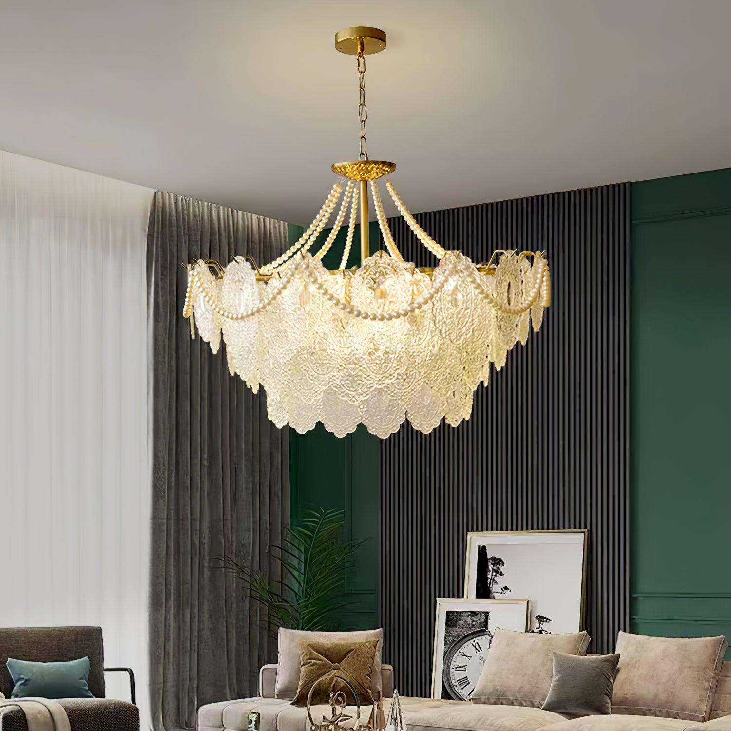 Lustra Kronleuchter Perlen Glas Luxus-Letslighting