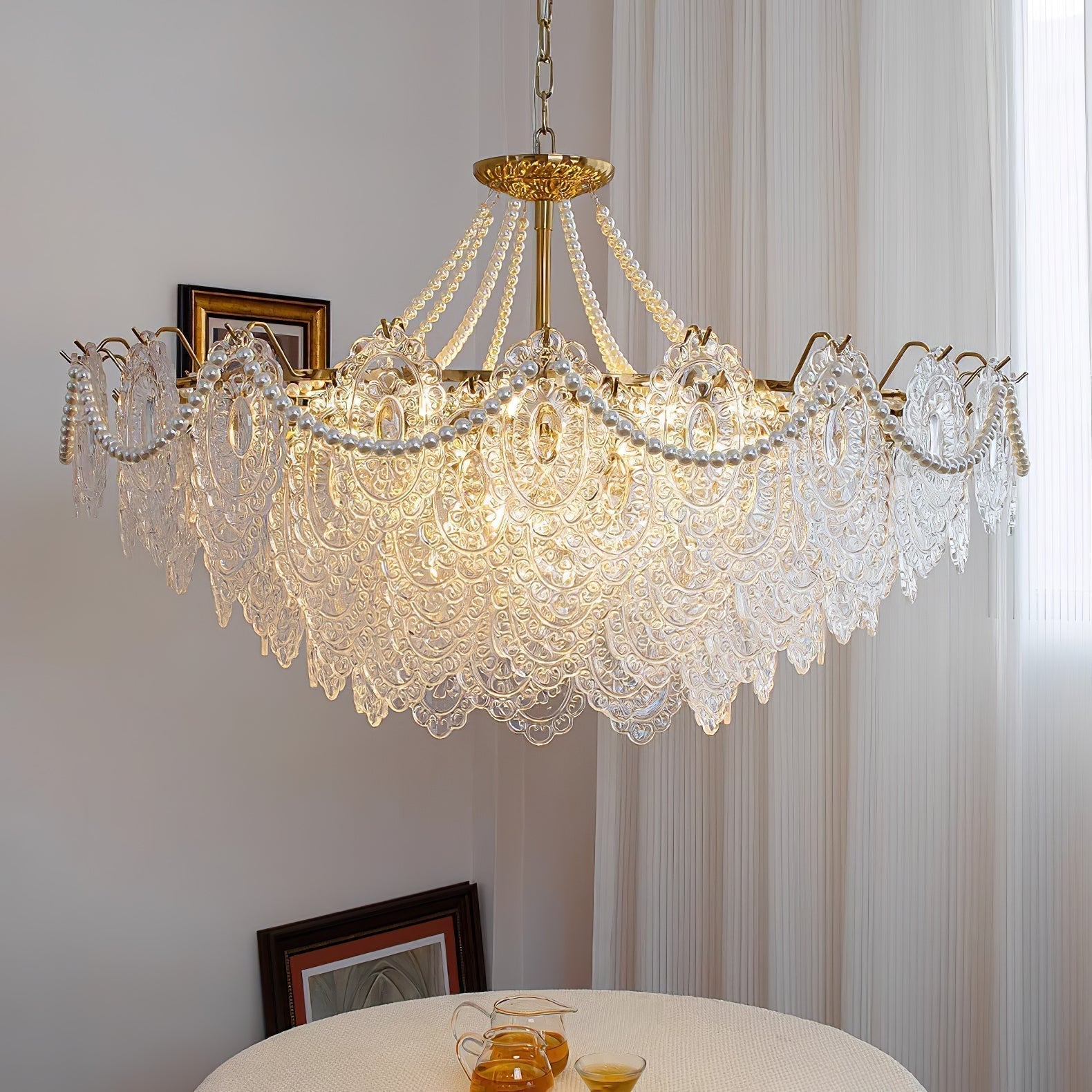 Lustra Kronleuchter Perlen Glas Luxus-Letslighting