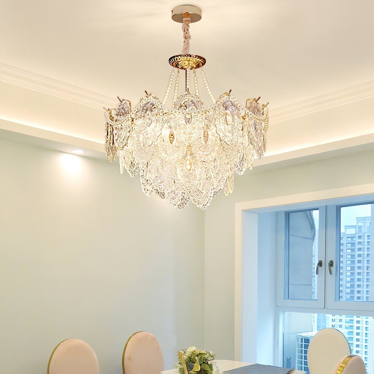 Lustra Kronleuchter Perlen Glas Luxus-Letslighting