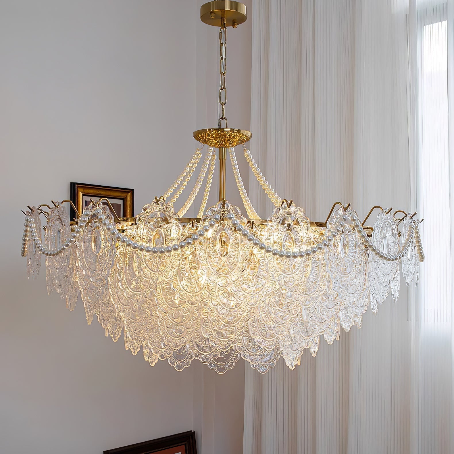 Lustra Kronleuchter Perlen Glas Luxus-Letslighting