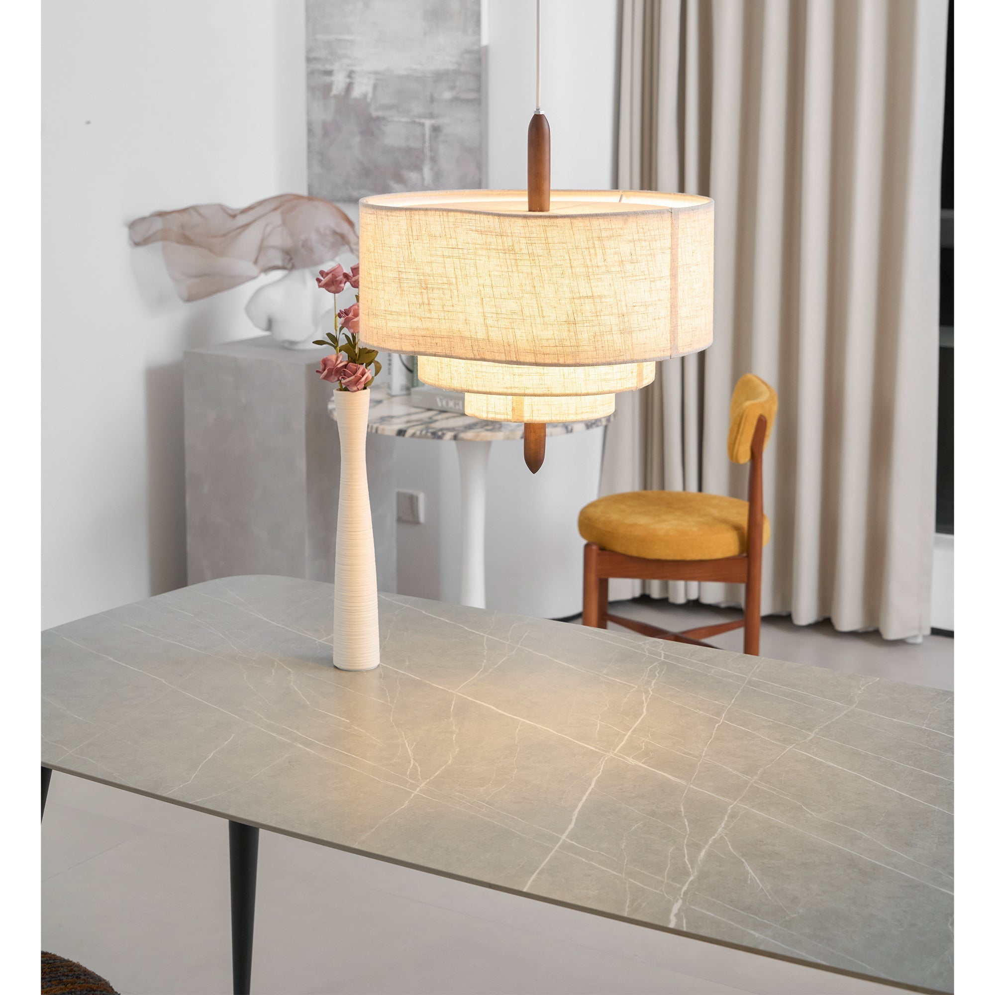 Altheus Stoff Premium Nordisch Kiesel Pendelleuchte-Letslighting