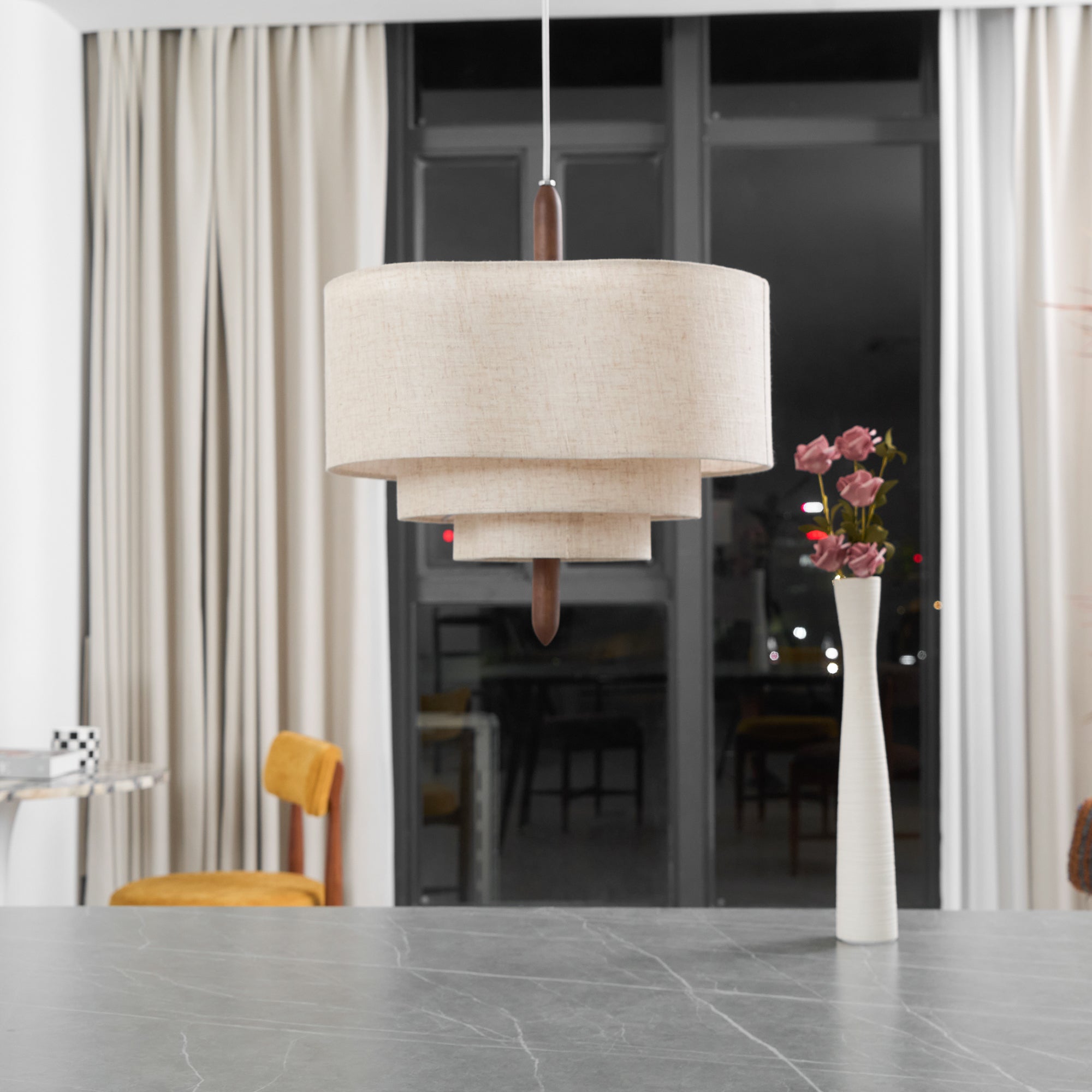 Altheus Stoff Premium Nordisch Kiesel Pendelleuchte-Letslighting