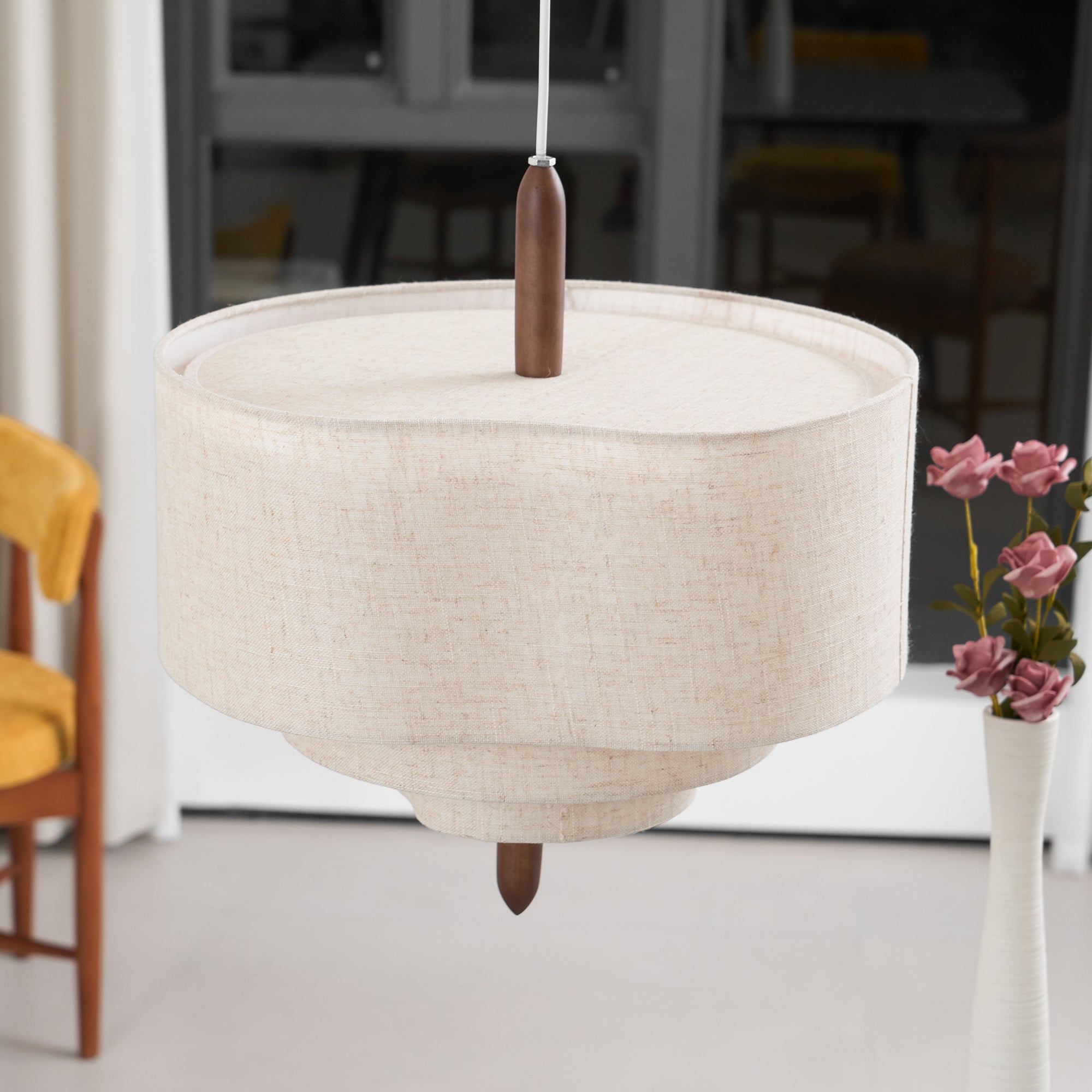 Altheus Stoff Premium Nordisch Kiesel Pendelleuchte-Letslighting