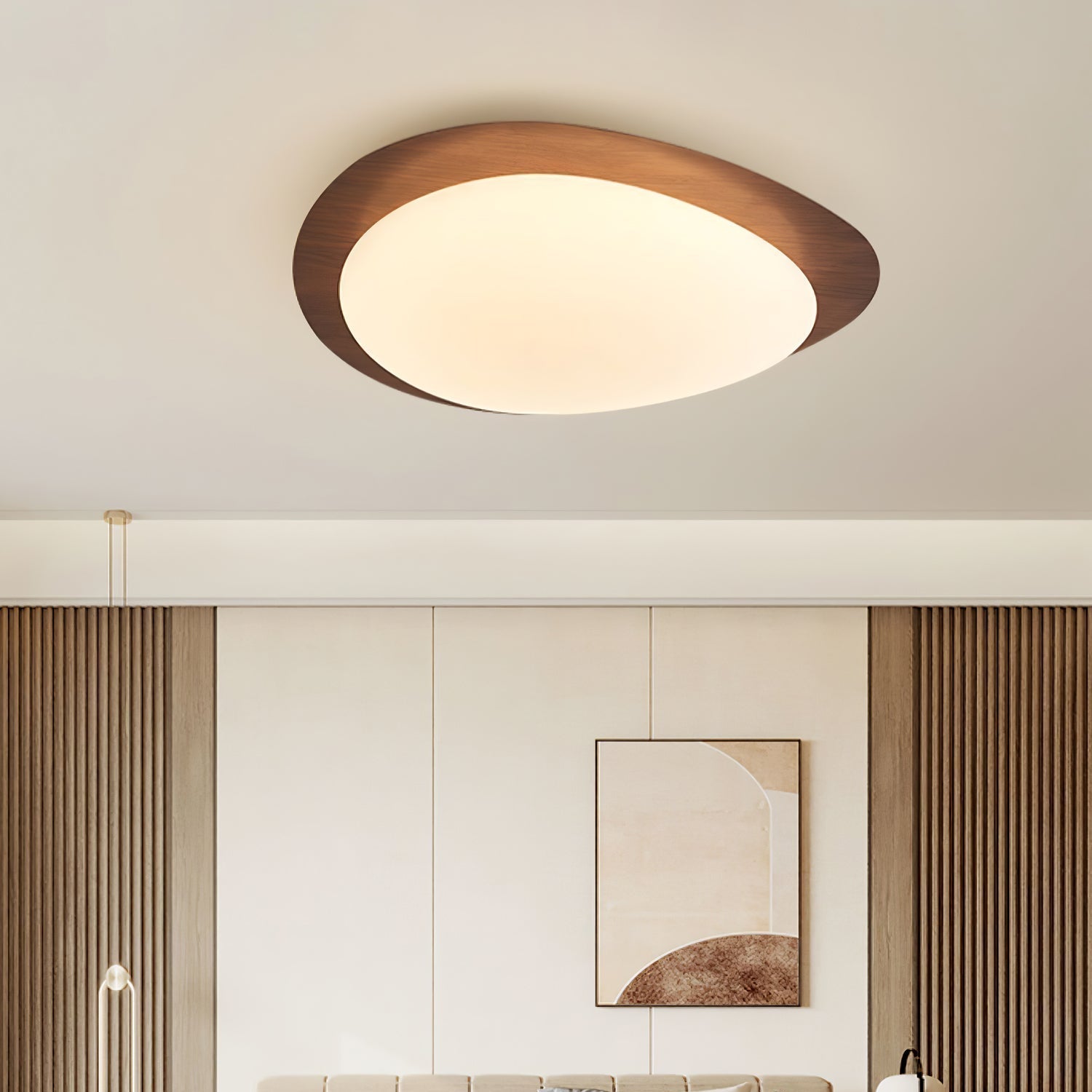 Quisti Kieselstein-Deckenleuchte in Nussbaumfarbe