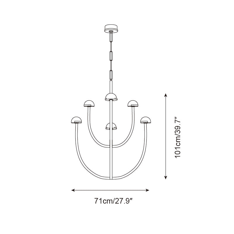 Pedra Chandelier Alabaster Minimalist Arc Geometry - Letslighting