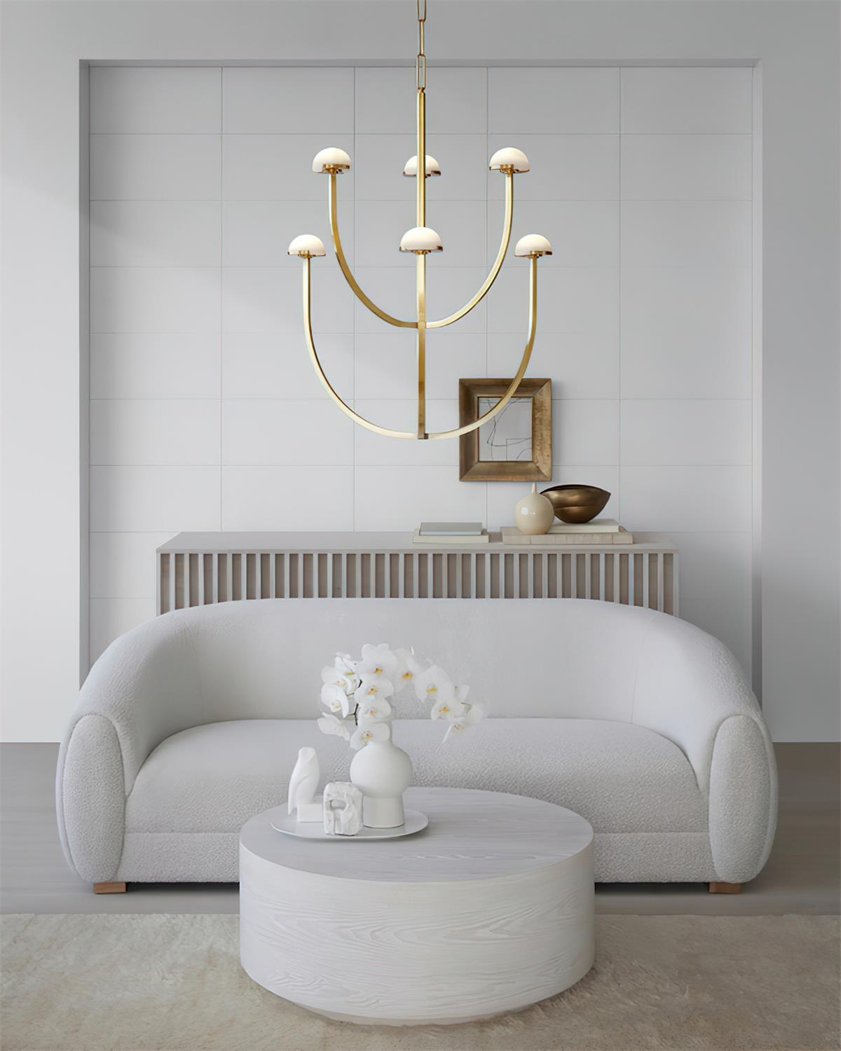 Pedra Chandelier Alabaster Minimalist Arc Geometry - Letslighting