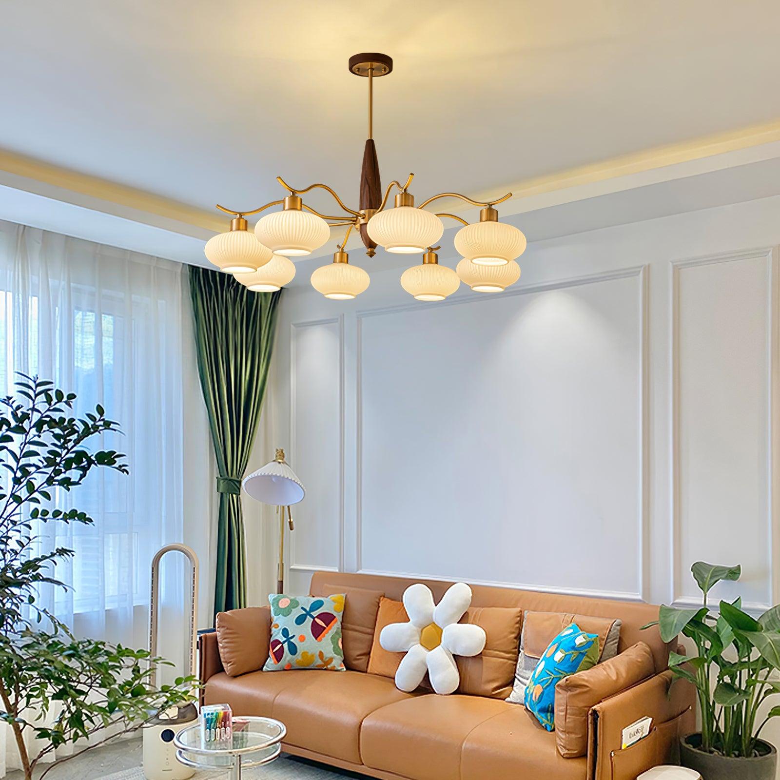 Cavien Messing Walnuss Kronleuchter-Letslighting