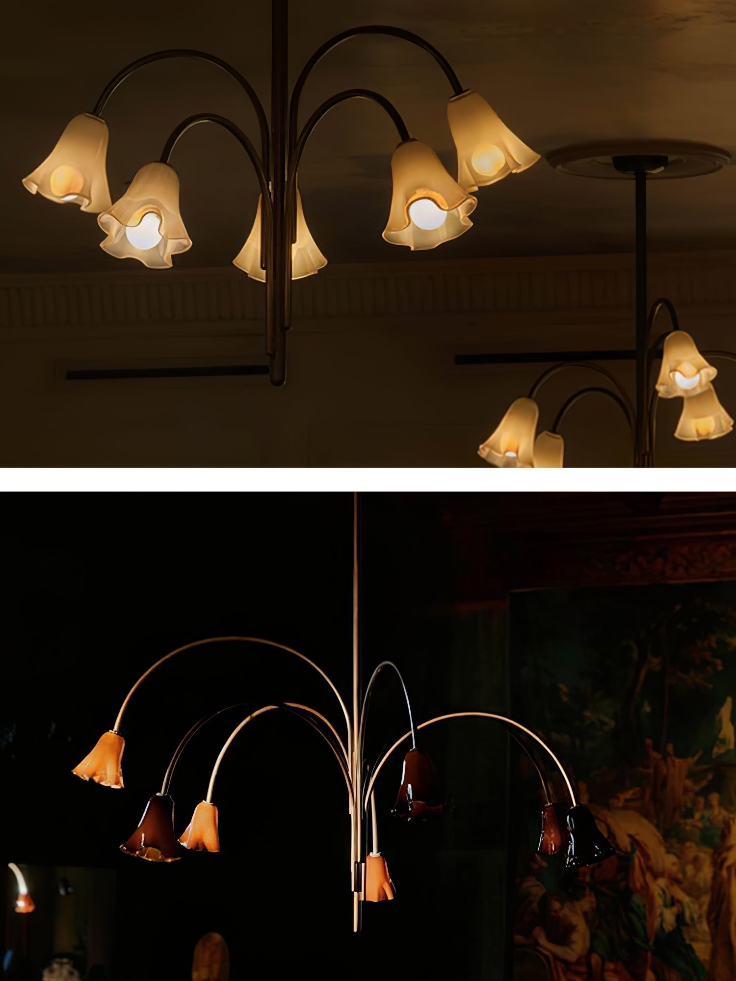 Aurora Chandelier Blossom Petal Glass Arms - Neutralighting