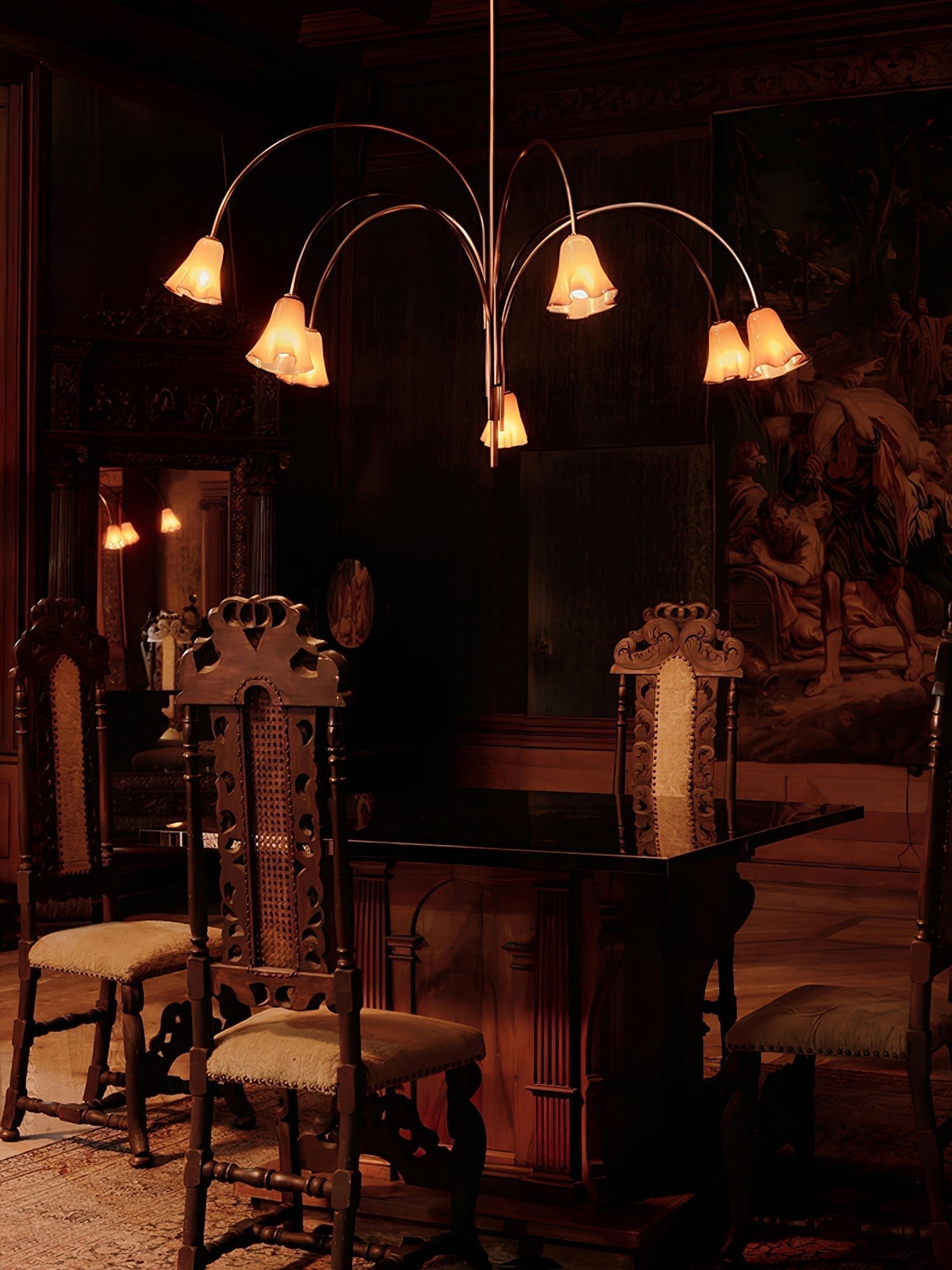 Aurora Chandelier Blossom Petal Glass Arms - Neutralighting