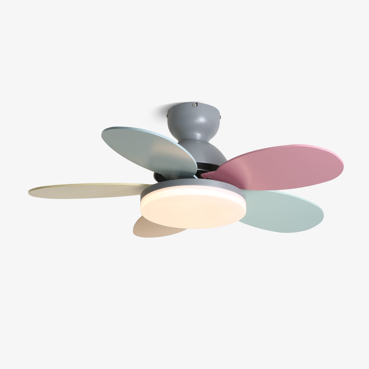 Liora Bunter Glas-Deckenventilator mit Beleuchtung für Kinderzimmer und Holzflügeln