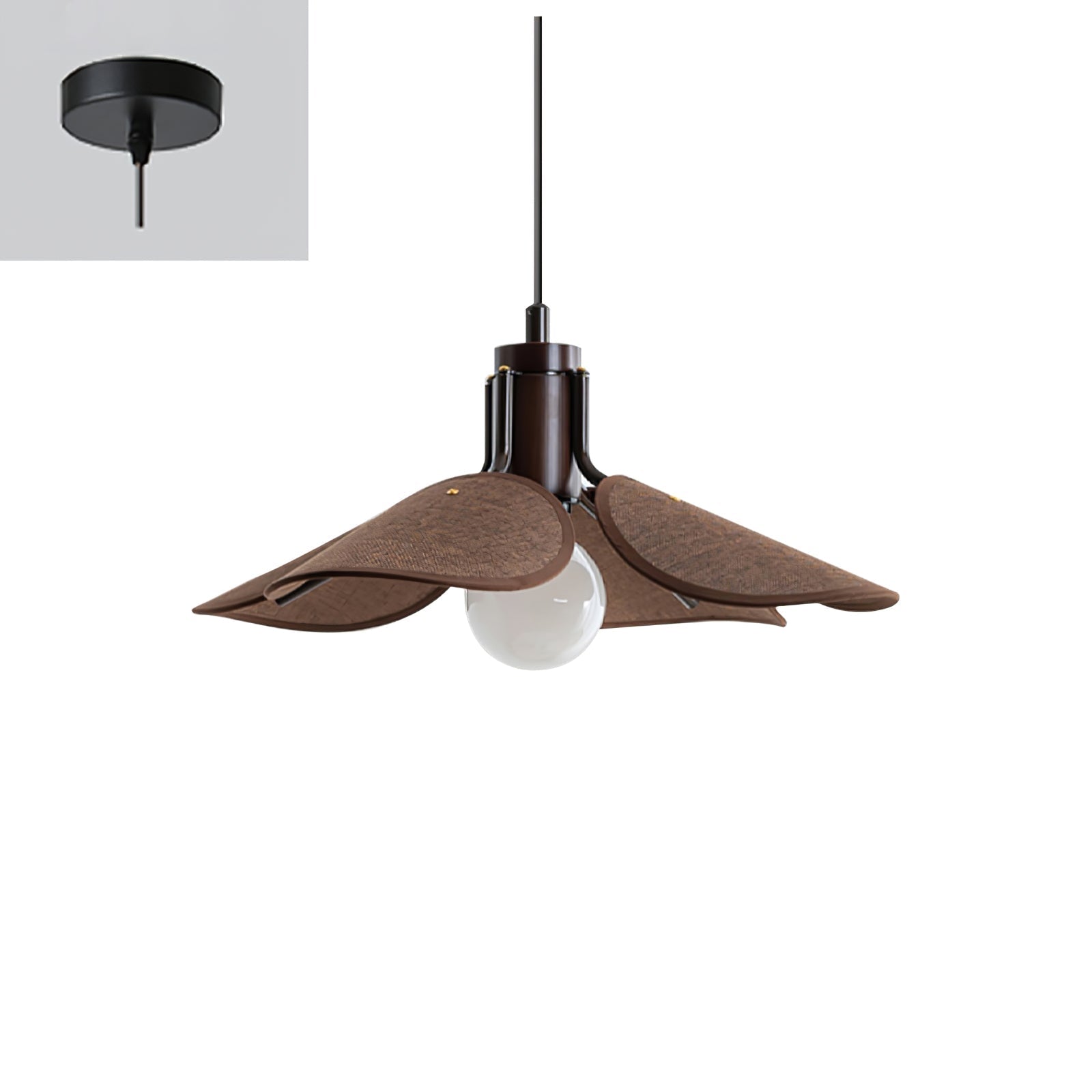 Utalion Traditionelle Pendelleuchte aus Holz und Stoff-Letslighting