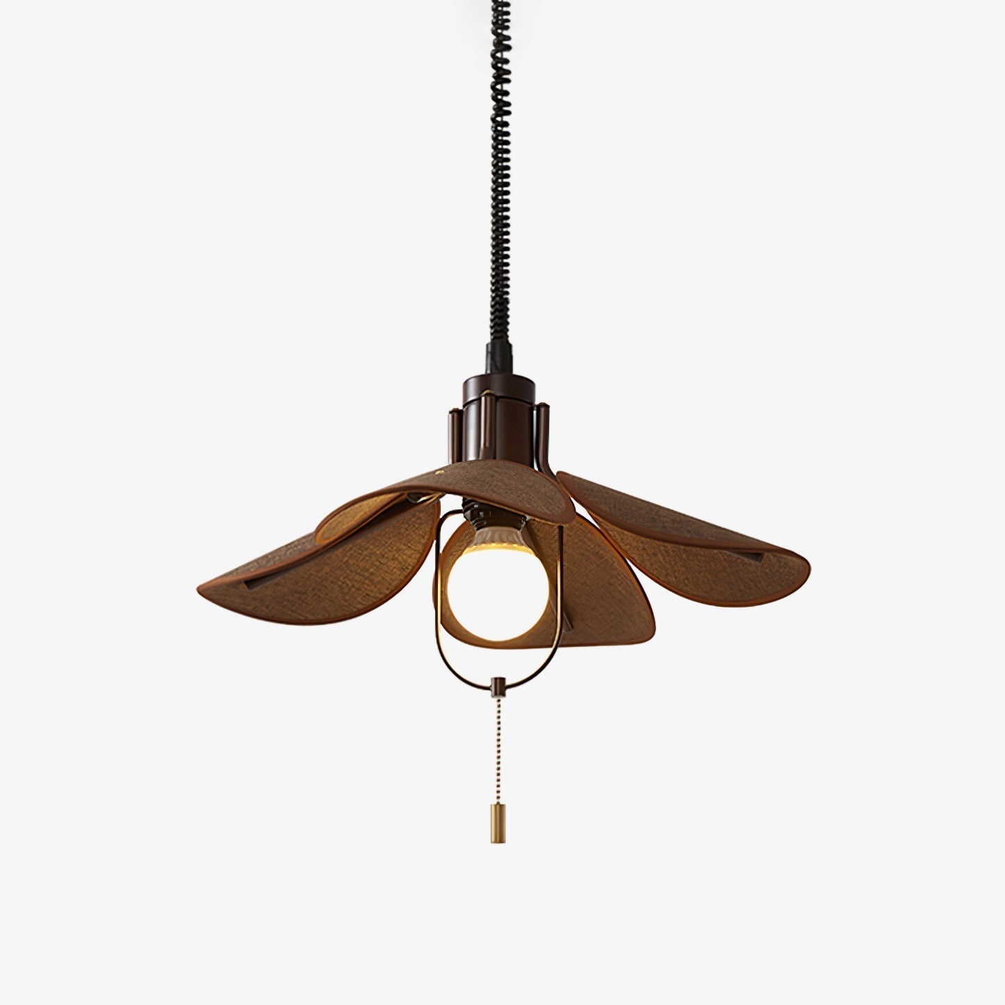 Utalion Traditionelle Pendelleuchte aus Holz und Stoff-Letslighting