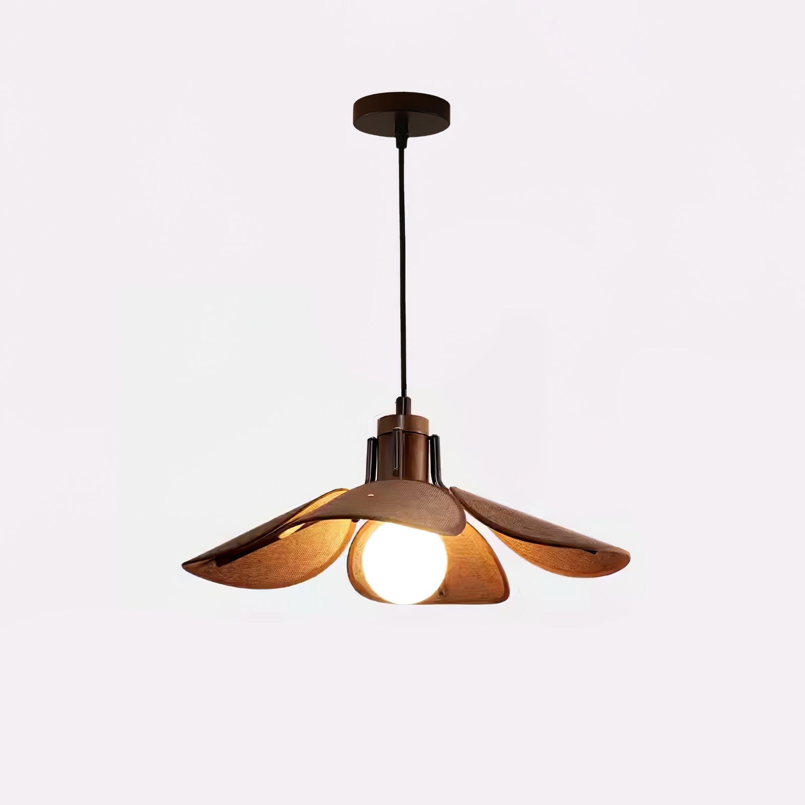 Utalion Traditionelle Pendelleuchte aus Holz und Stoff-Letslighting