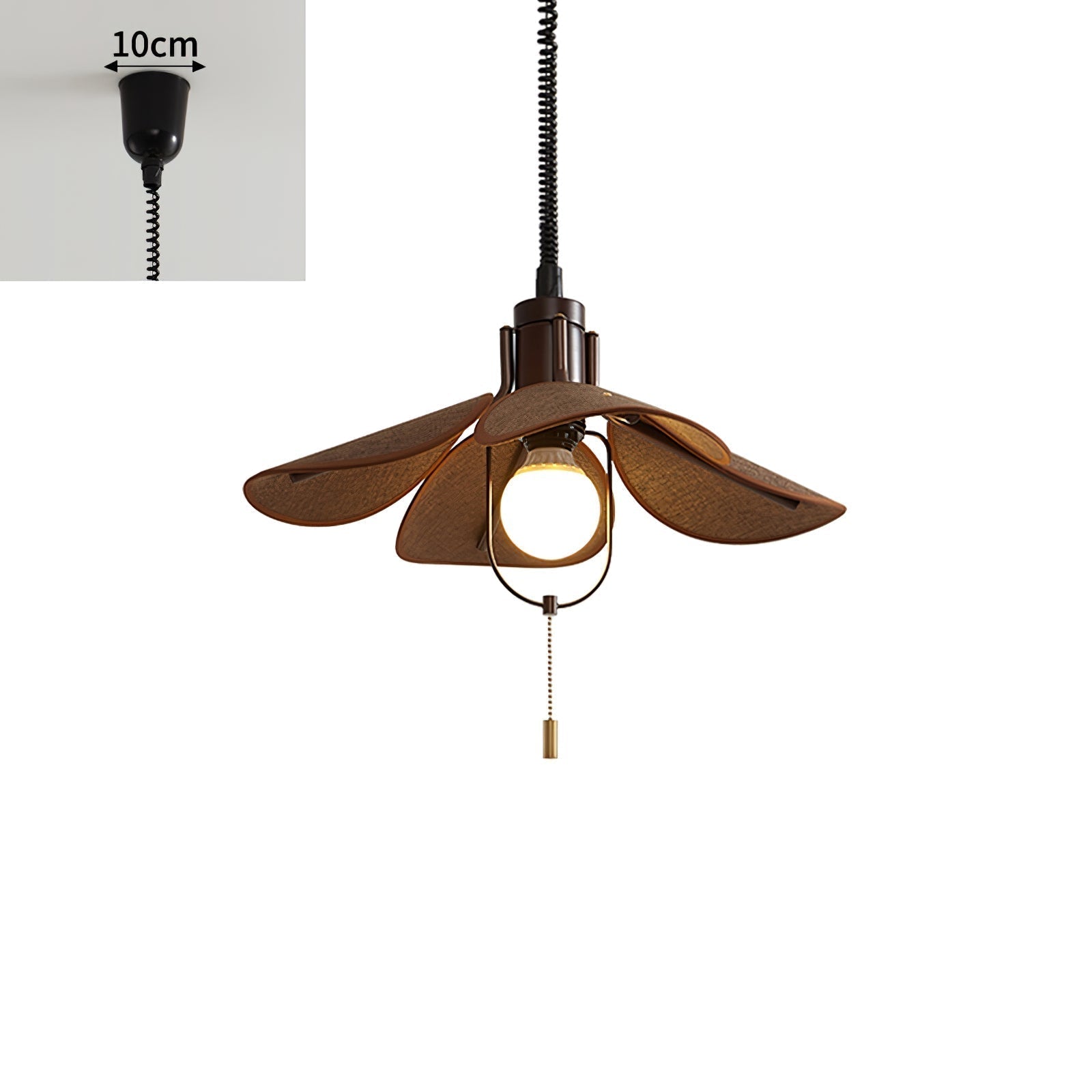 Utalion Traditionelle Pendelleuchte aus Holz und Stoff-Letslighting