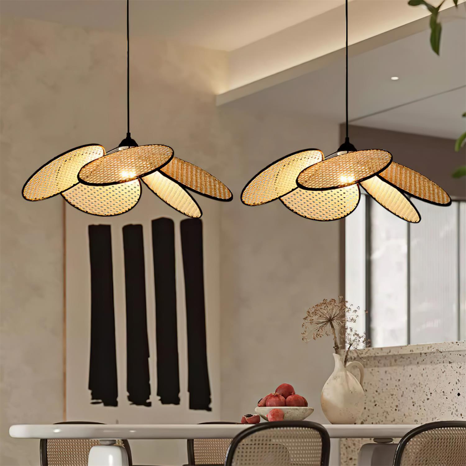 Vemarora Premium Pendelleuchte aus Rattangewebe-Letslighting