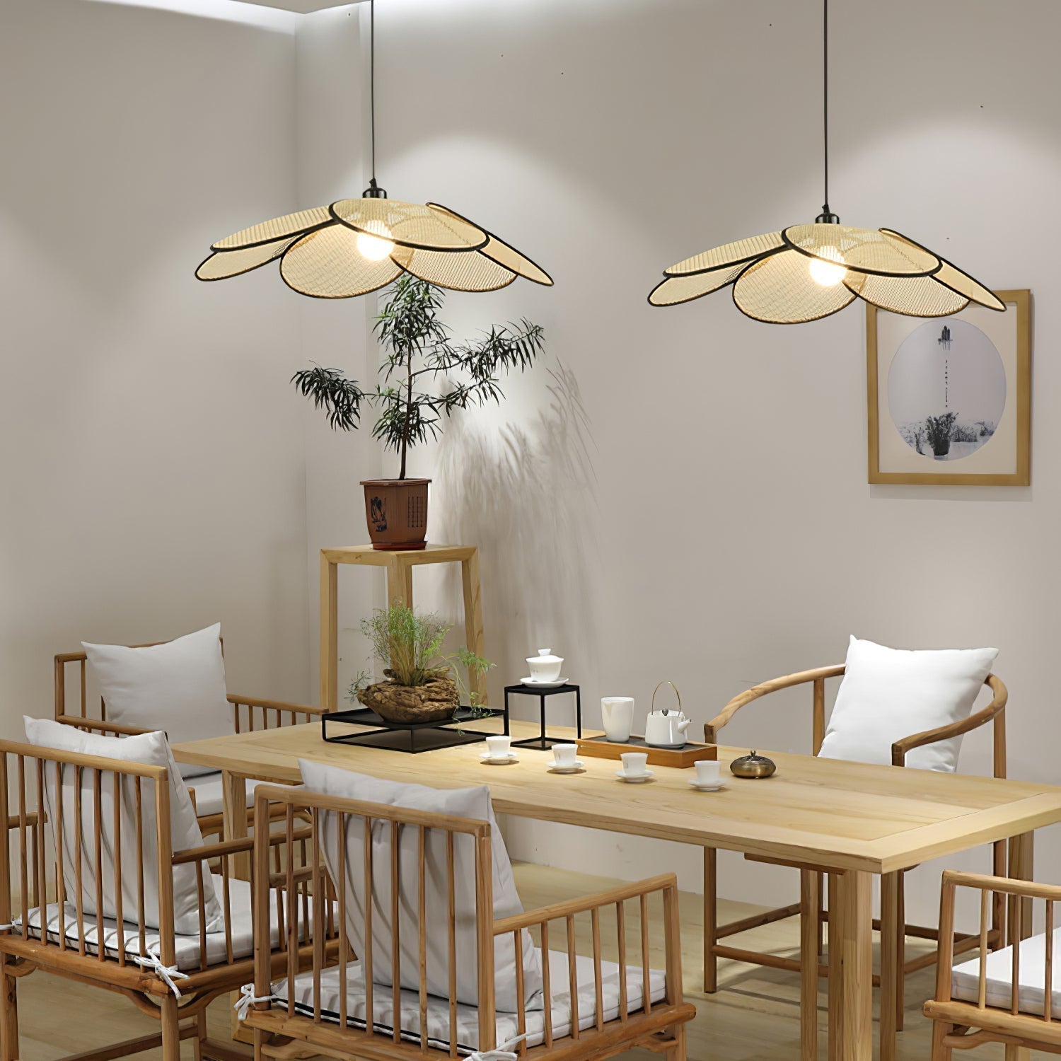 Vemarora Premium Pendelleuchte aus Rattangewebe-Letslighting