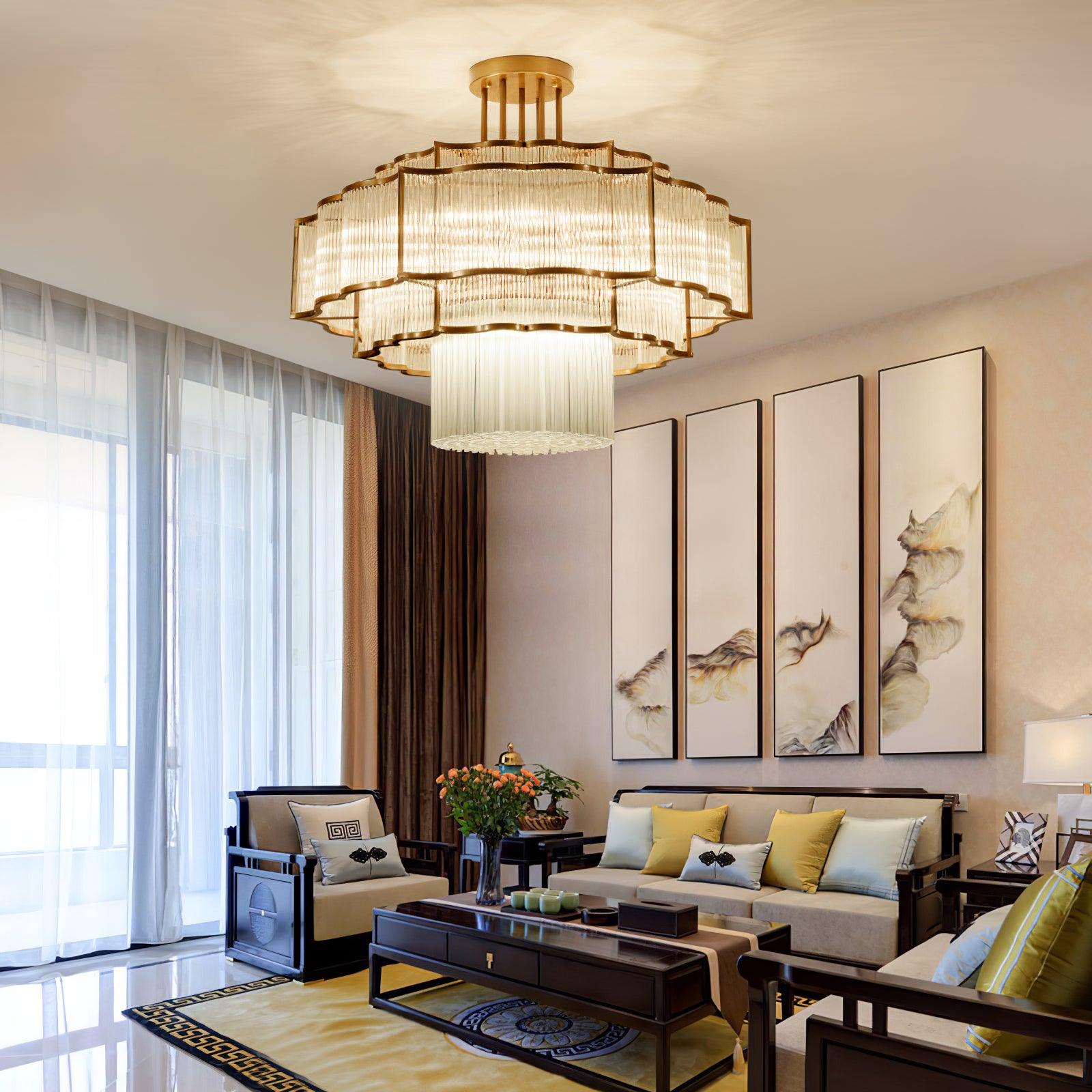 Lustra Kronleuchter Gold Schwarz Glas-Letslighting