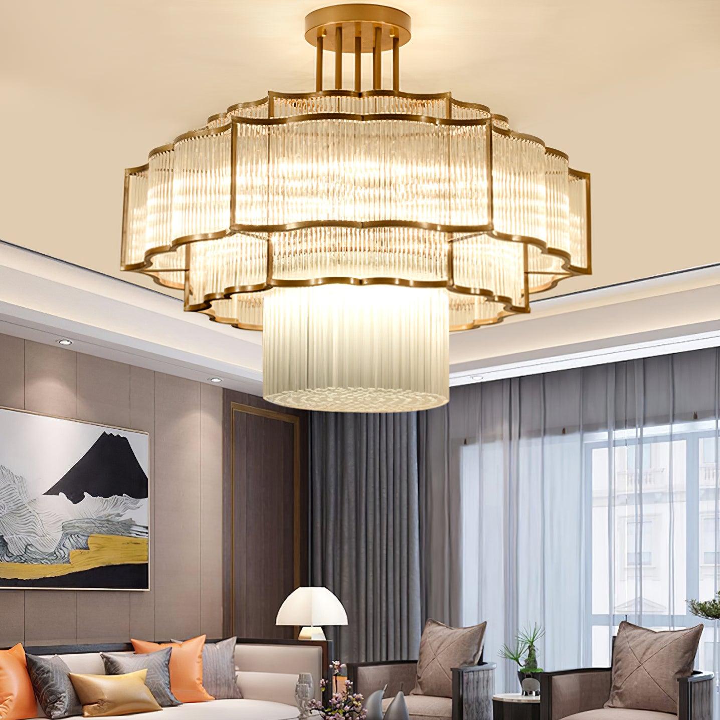 Lustra Kronleuchter Gold Schwarz Glas-Letslighting