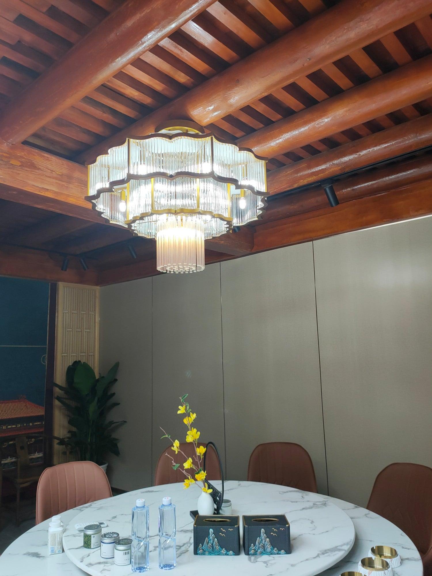 Lustra Kronleuchter Gold Schwarz Glas-Letslighting