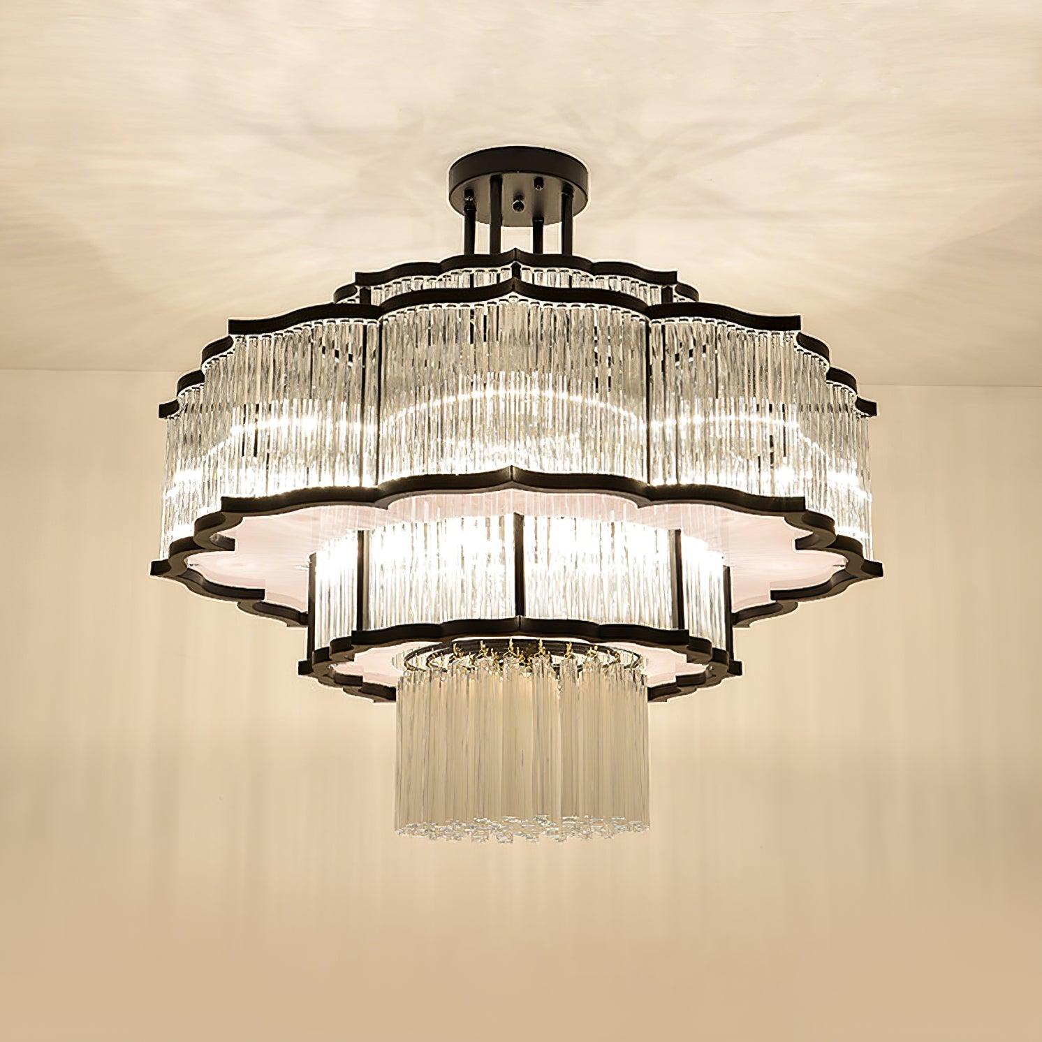 Lustra Kronleuchter Gold Schwarz Glas-Letslighting