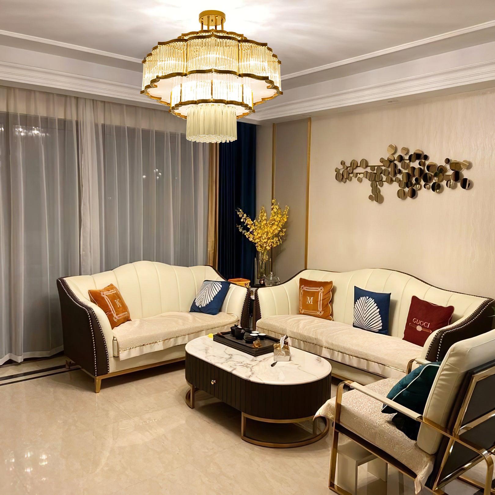 Lustra Kronleuchter Gold Schwarz Glas-Letslighting