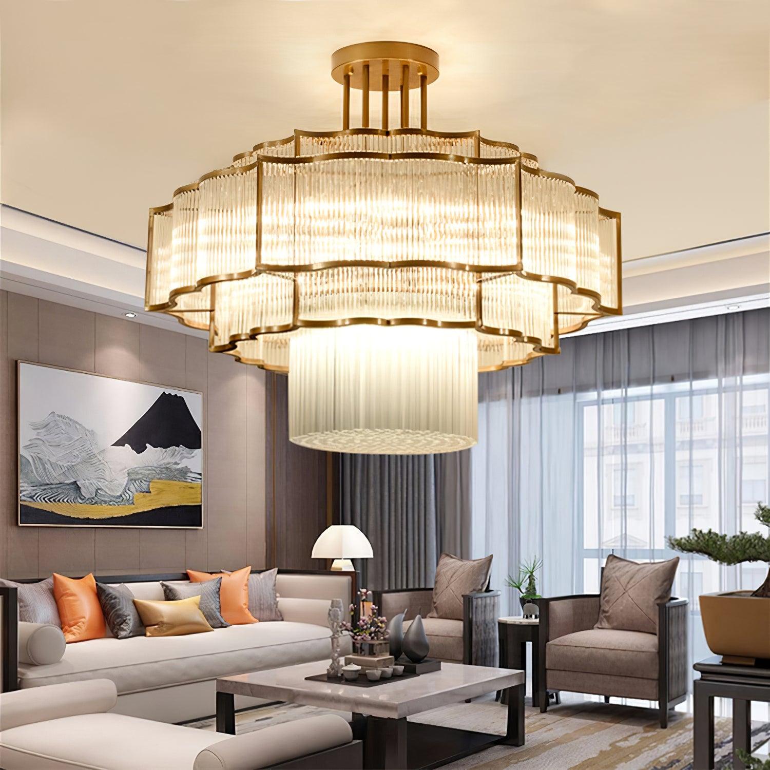 Lustra Kronleuchter Gold Schwarz Glas-Letslighting