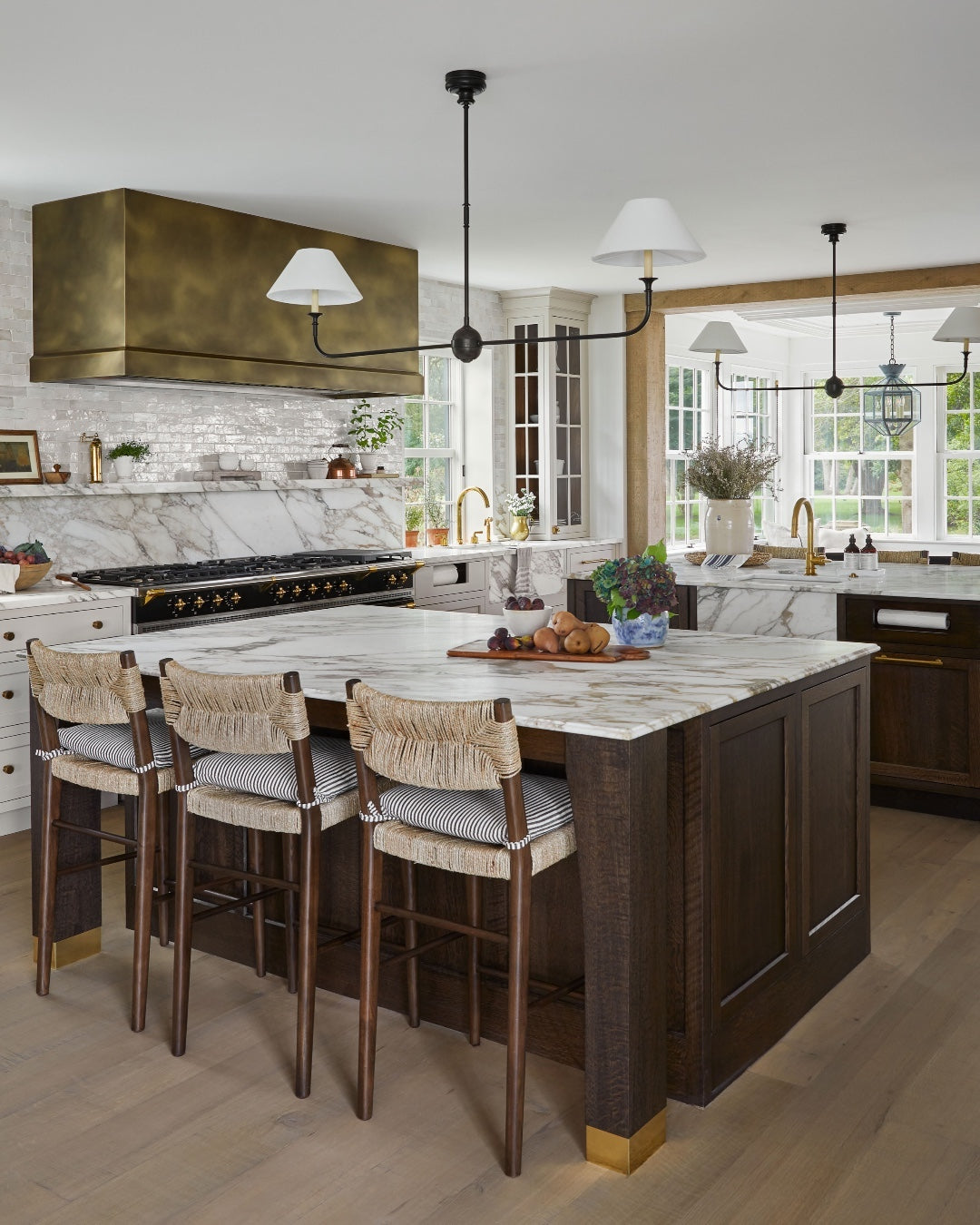 Aera Modern Minimalist Linear Antique Brass Fabric Chandelier - Letslighting