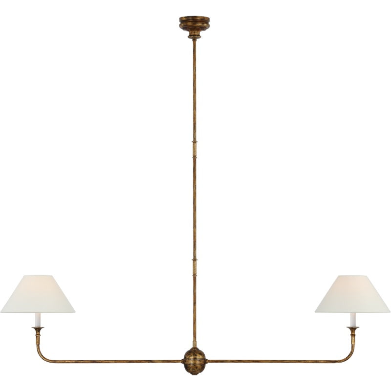 Aera Modern Minimalist Linear Antique Brass Fabric Chandelier - Letslighting