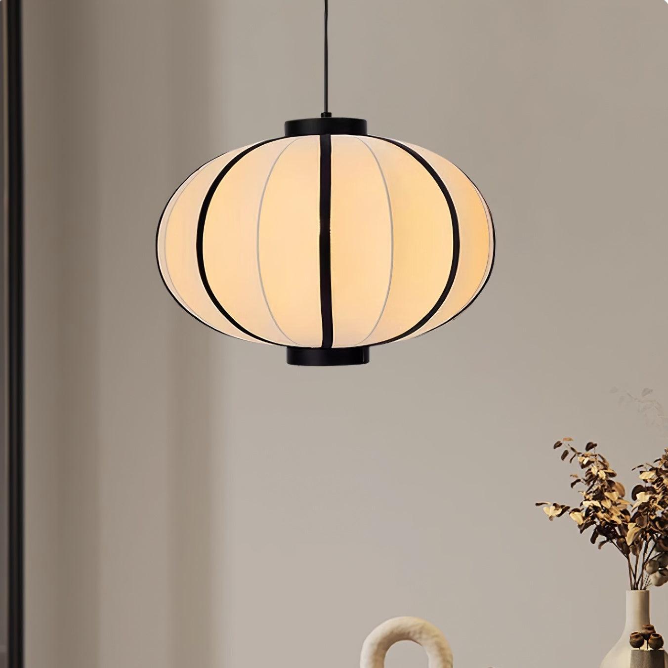 Pendelleuchte Stoff Lampion Schirm Metallrahmen Vintage-Letslighting