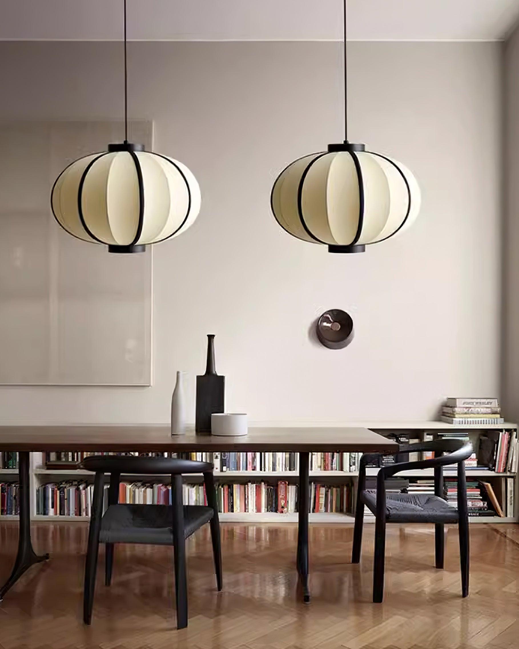 Pendelleuchte Stoff Lampion Schirm Metallrahmen Vintage-Letslighting