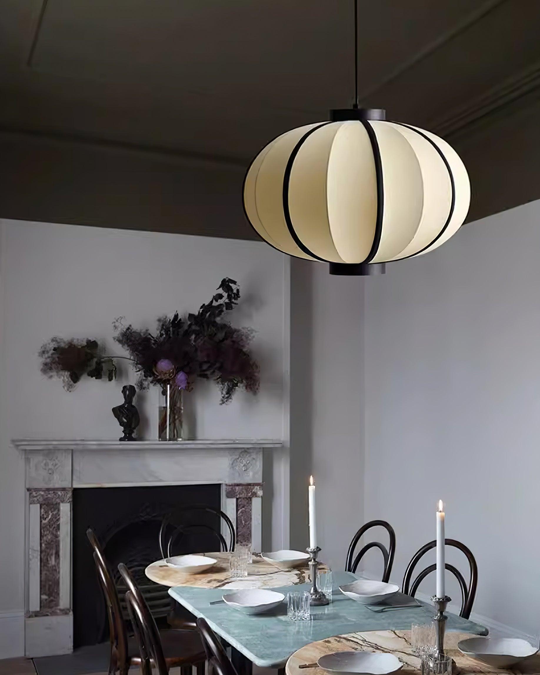 Pendelleuchte Stoff Lampion Schirm Metallrahmen Vintage-Letslighting