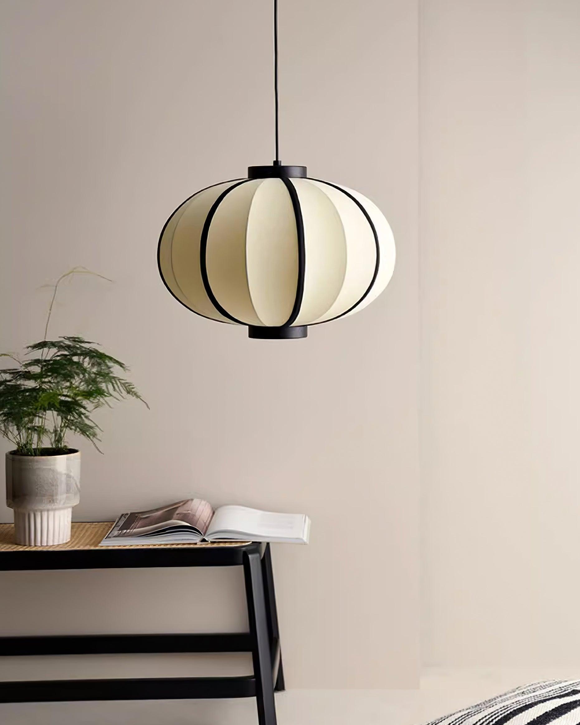 Pendelleuchte Stoff Lampion Schirm Metallrahmen Vintage-Letslighting