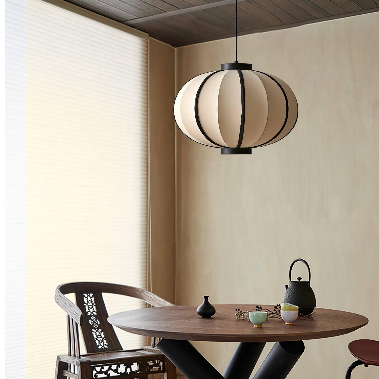 Pendelleuchte Stoff Lampion Schirm Metallrahmen Vintage-Letslighting