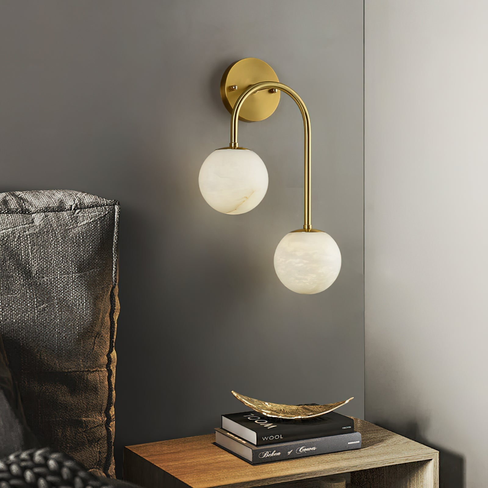 Elthaila Modern Minimalist Brass Alabaster Wall Lamp - Letslighting