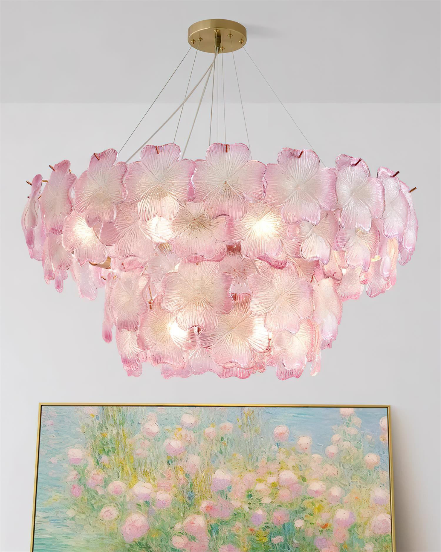Ophelis Pink Flower Glass Chandelier - Letslighting