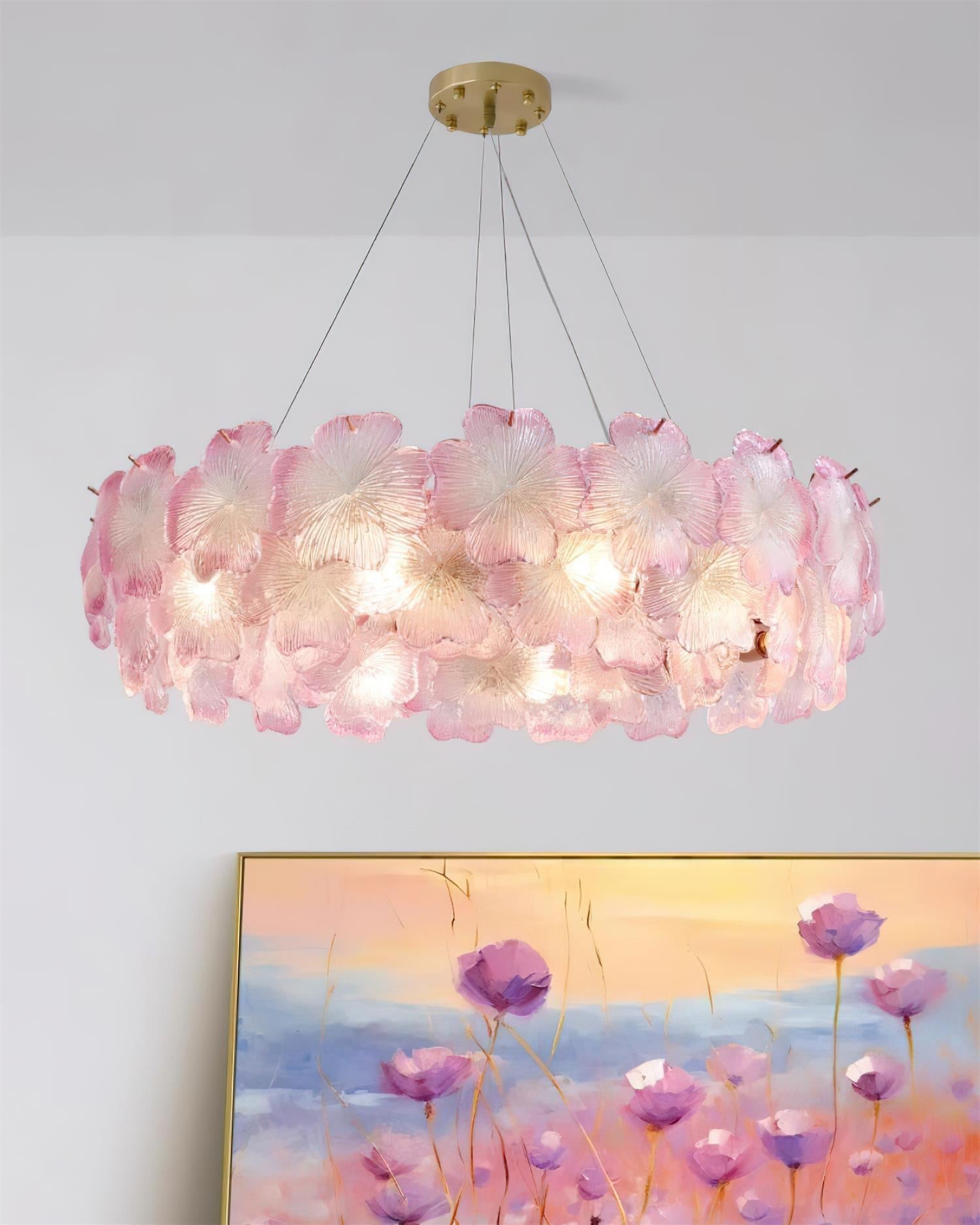 Ophelis Pink Flower Glass Chandelier - Letslighting