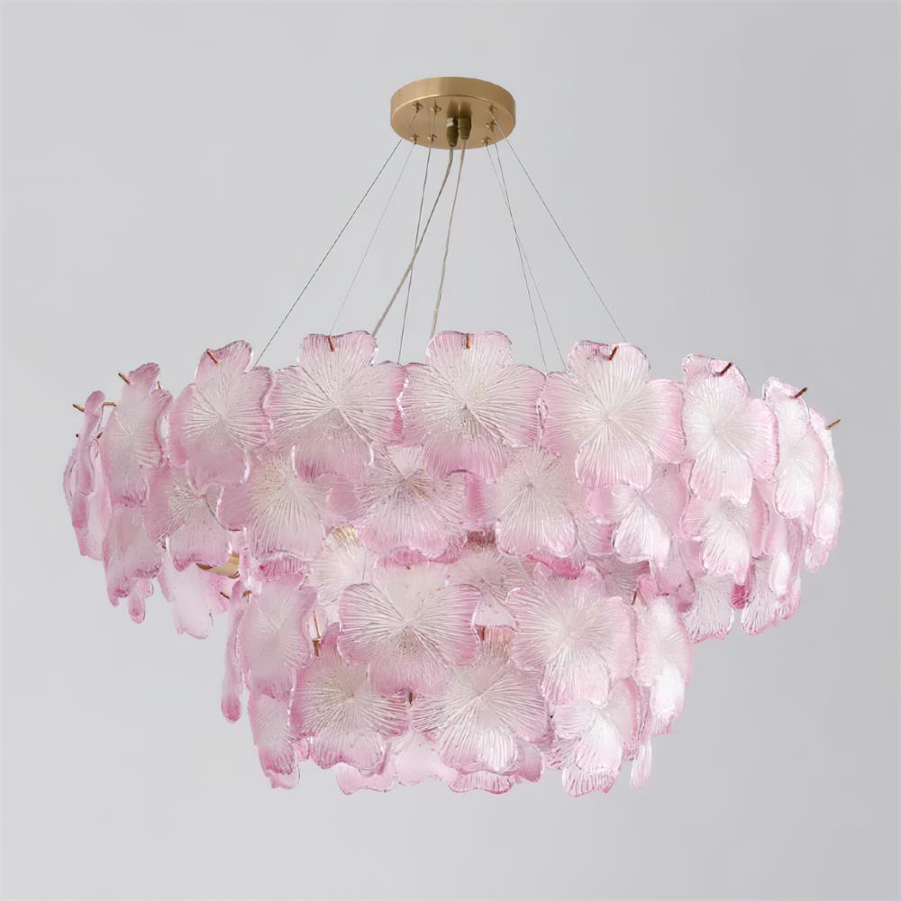 Ophelis Pink Flower Glass Chandelier - Letslighting