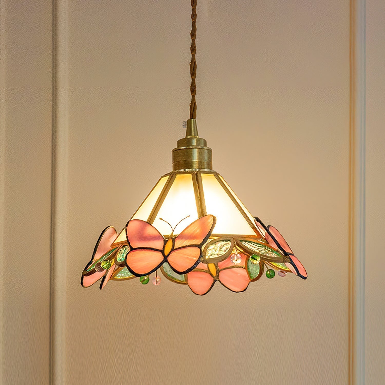 Pendelleuchte Schmetterling Buntglas Vintage-Letslighting