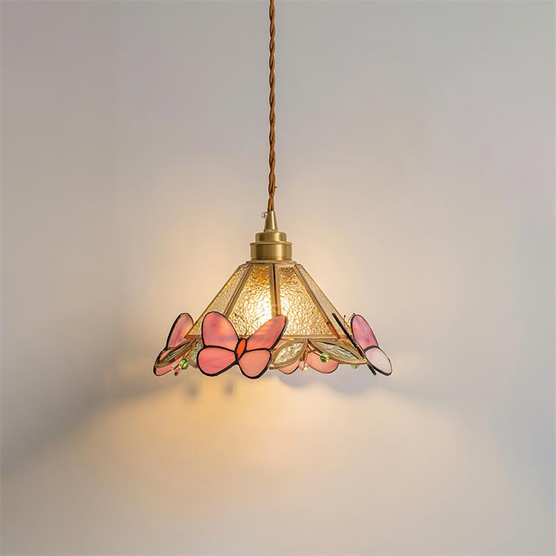 Pendelleuchte Schmetterling Buntglas Vintage-Letslighting