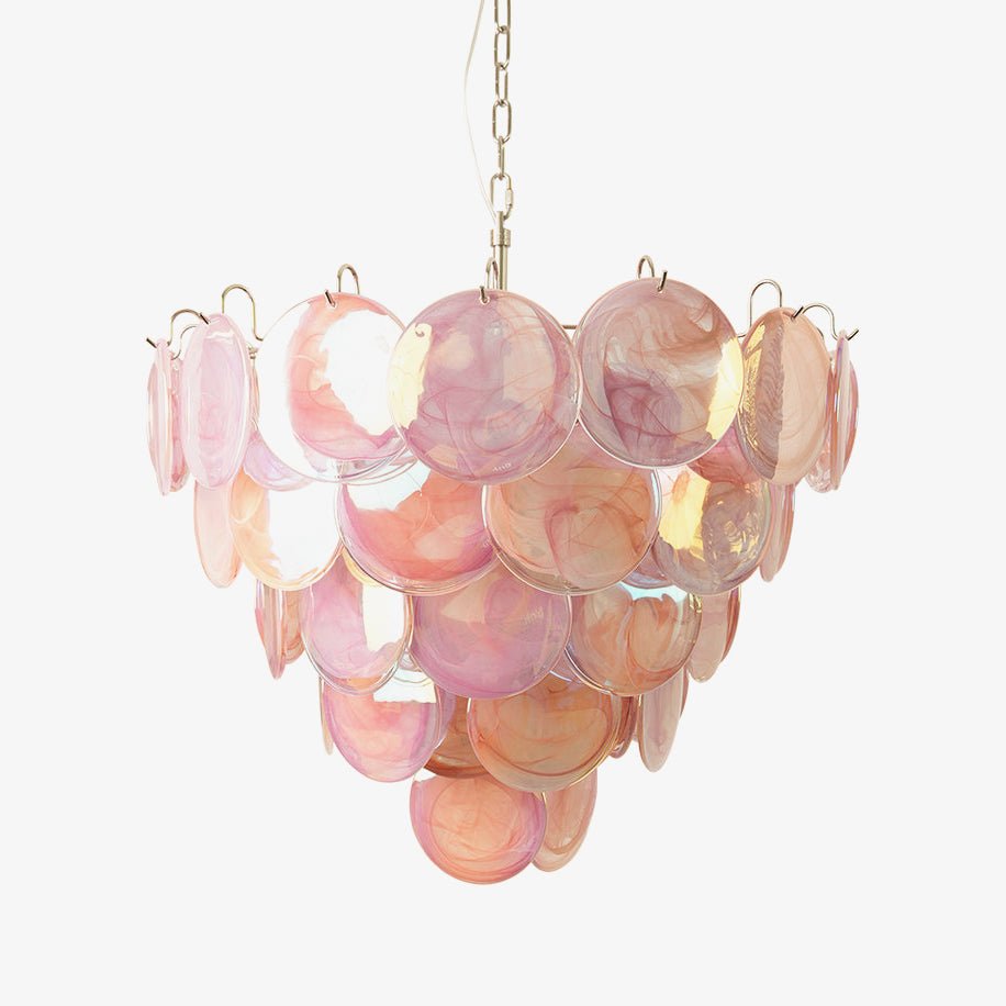 Aurora Chandelier Pink Murano Disc Layered - Neutralighting