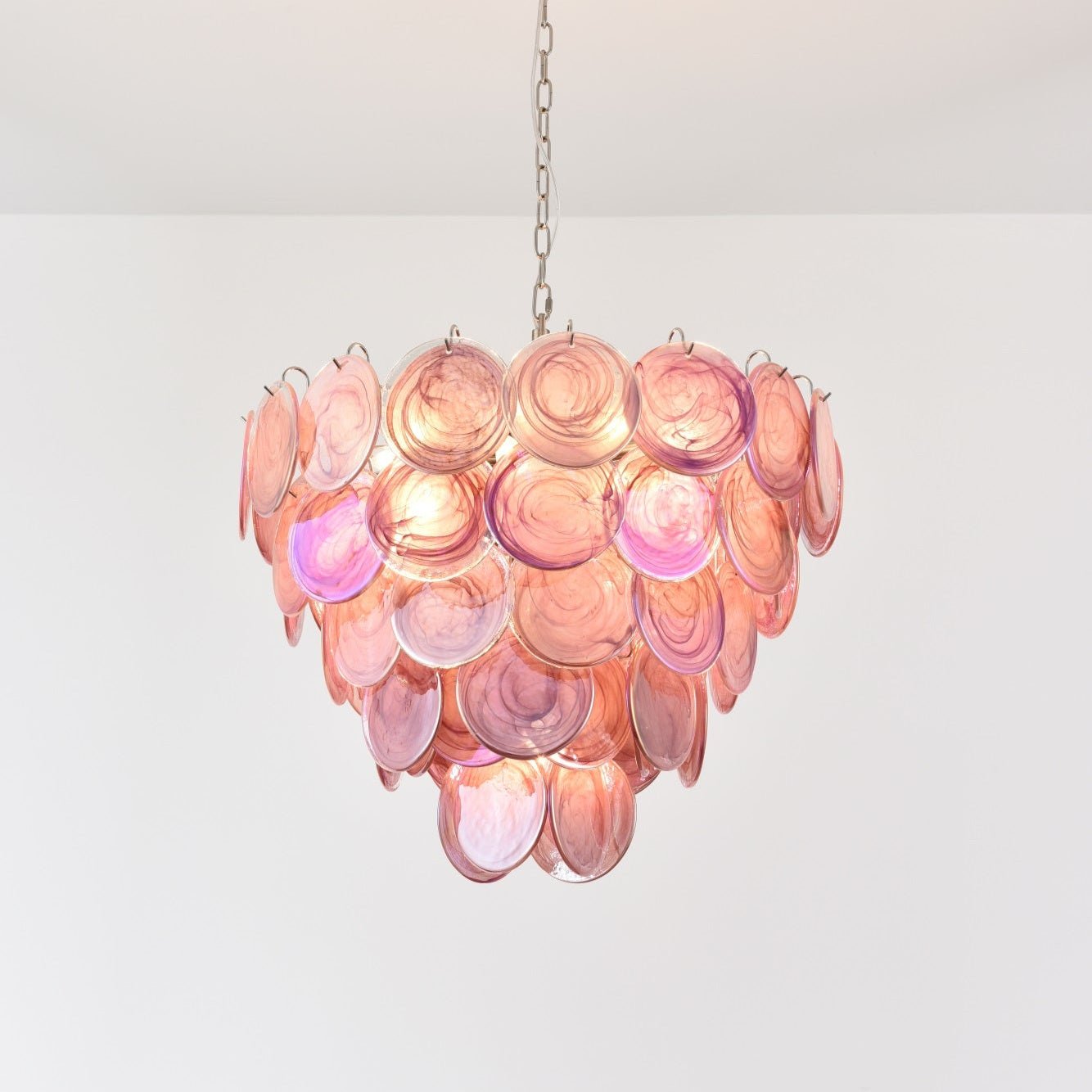 Aurora Chandelier Pink Murano Disc Layered - Neutralighting
